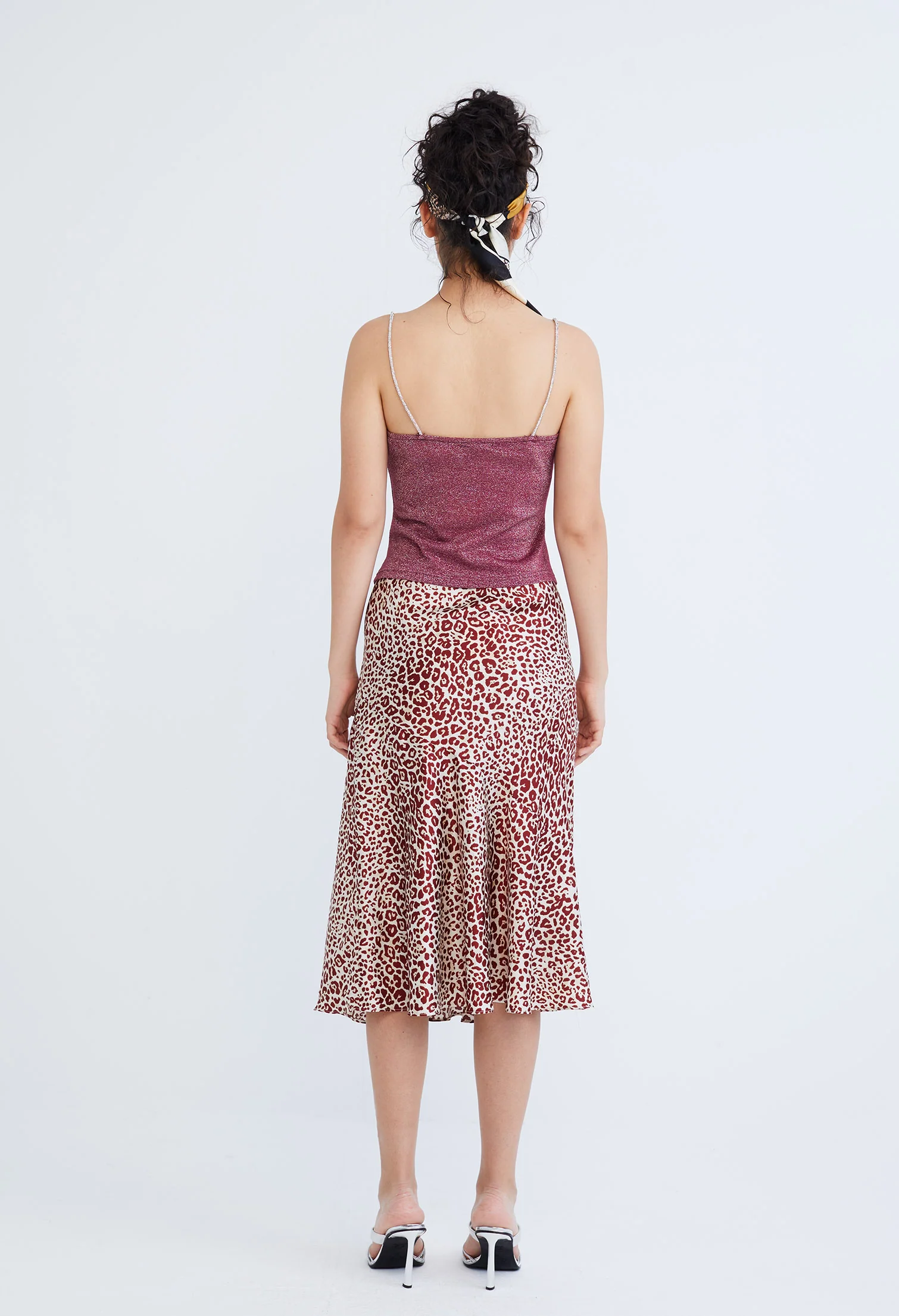 Starlight Glitter Silver Strap Cowl Top