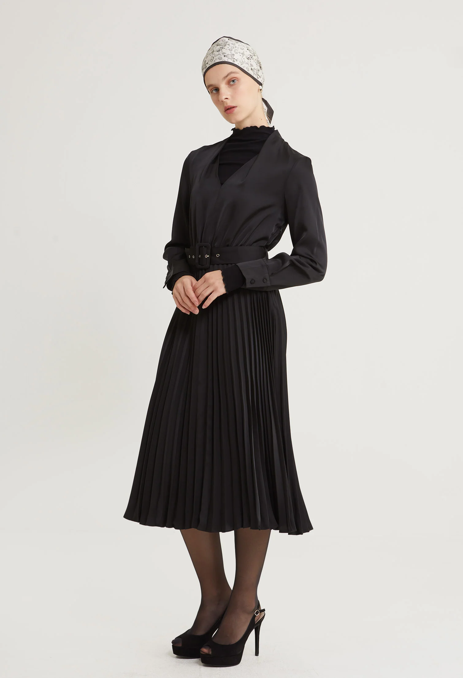 Sway Satin Pleated Midi Dress