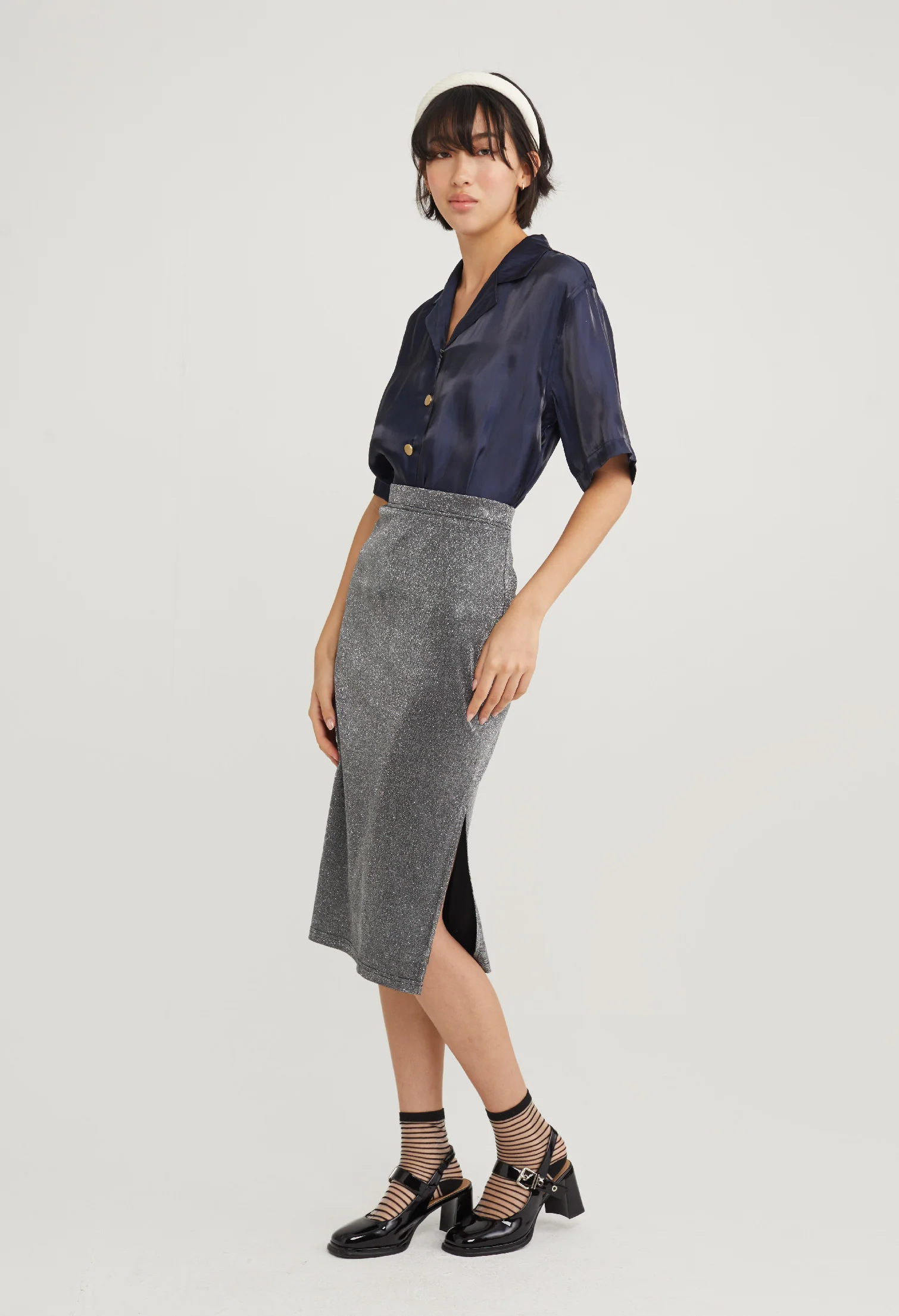 Iridescent Glitter Pencil Skirt