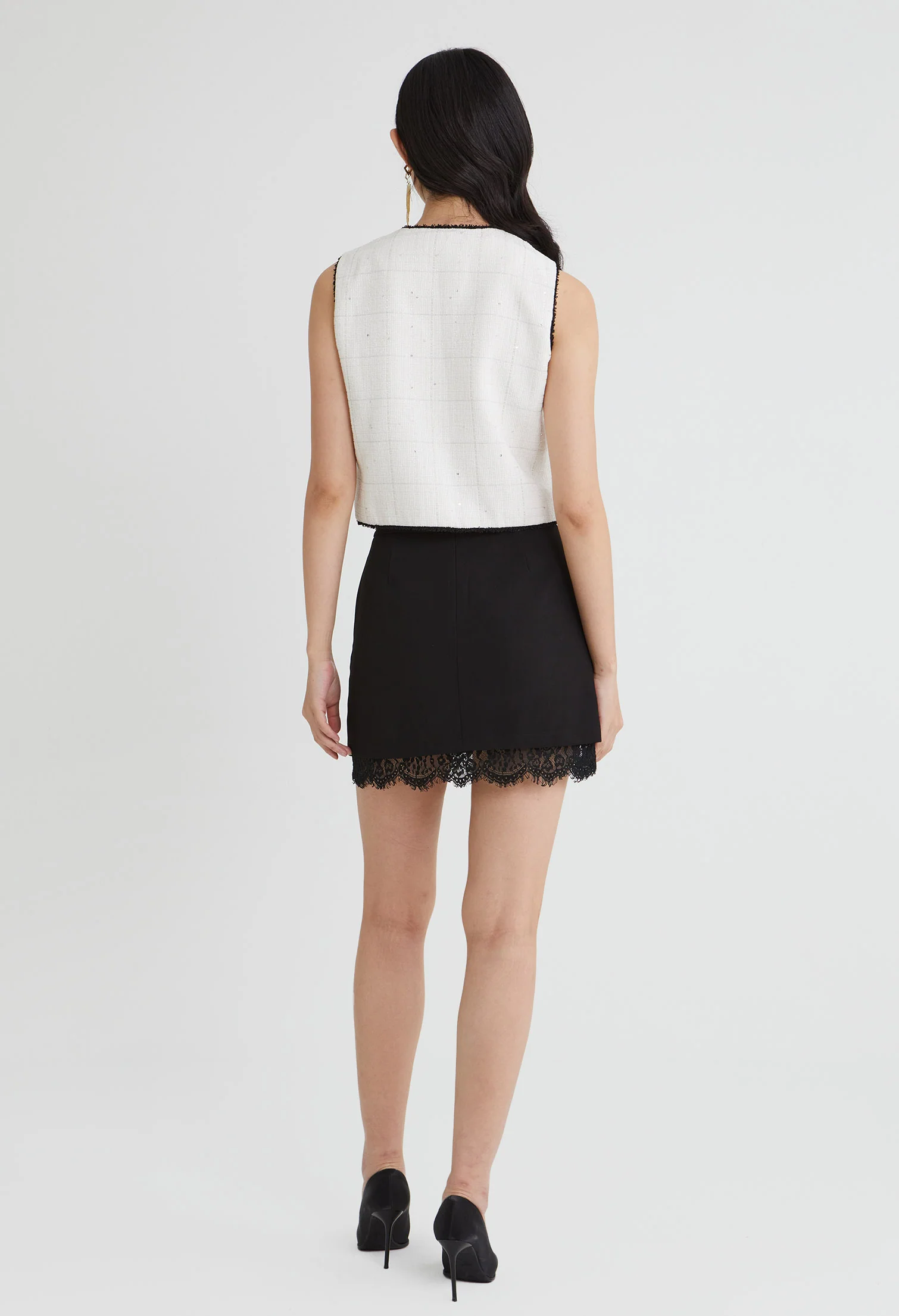 Tweed Charm Buttoned Sleeveless Top