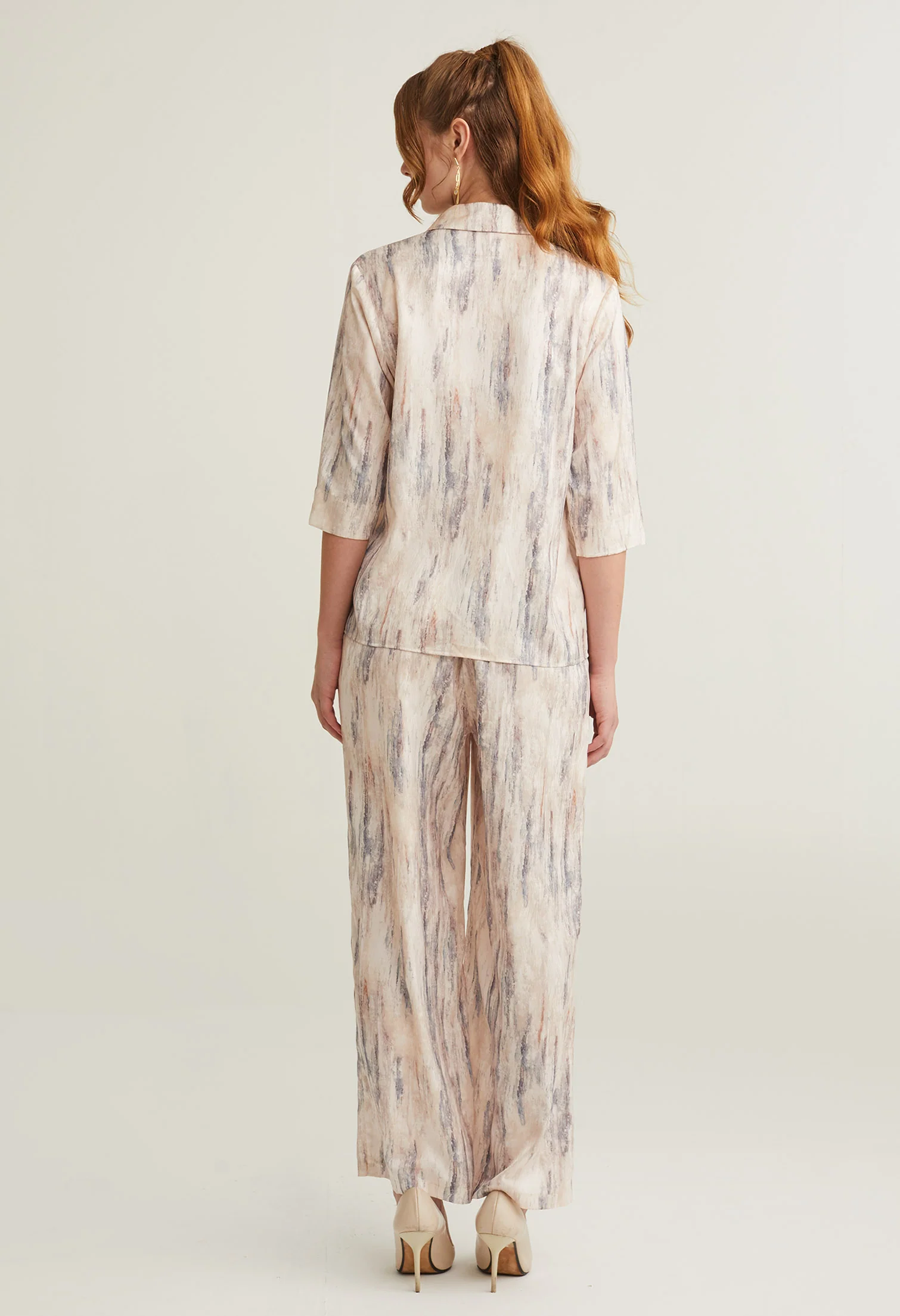 nichii X NURITA HARITH Silk Patterned Collared  Top