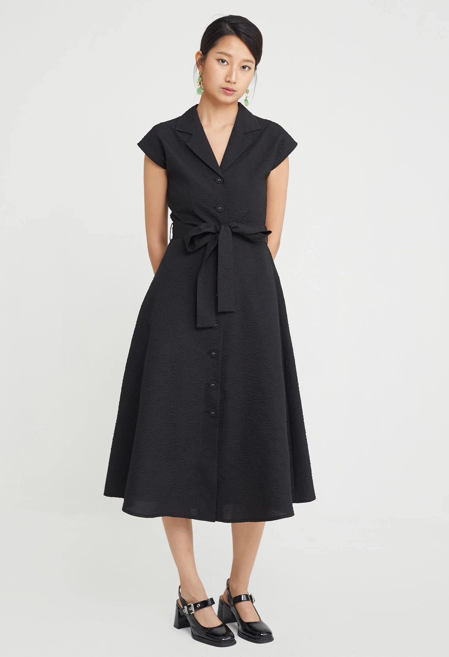 Jasmine Crest Frontie Button-Up Midi Dress