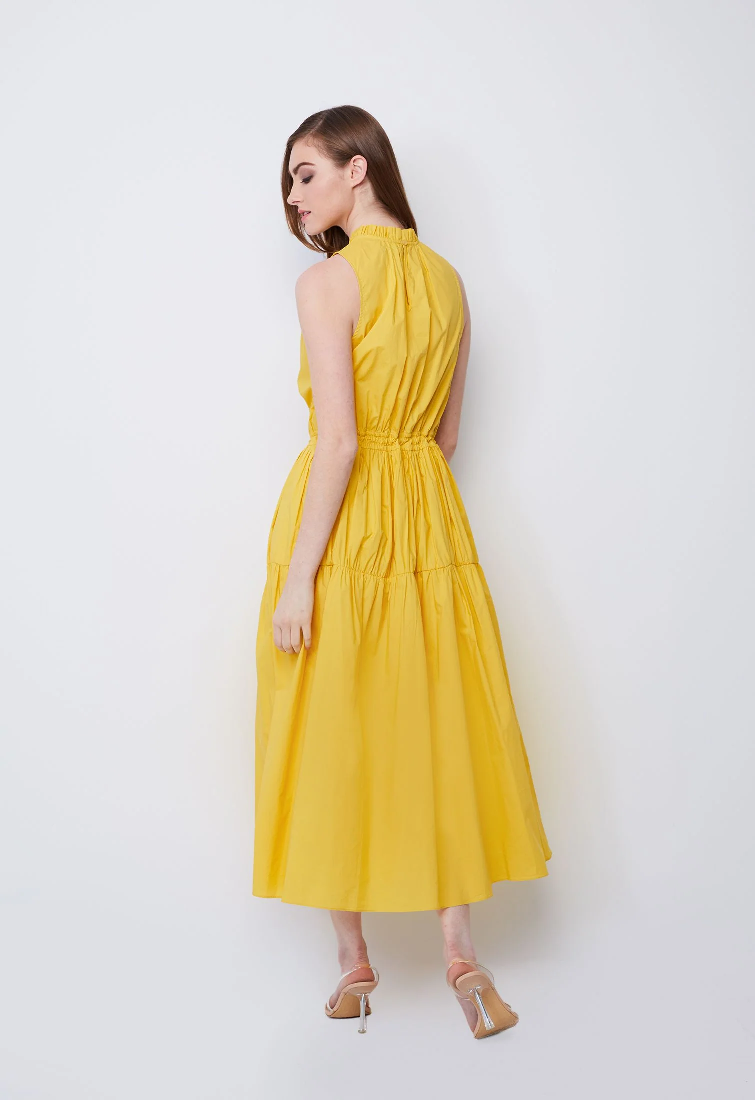 Halter Tiered Tie-Front Dress