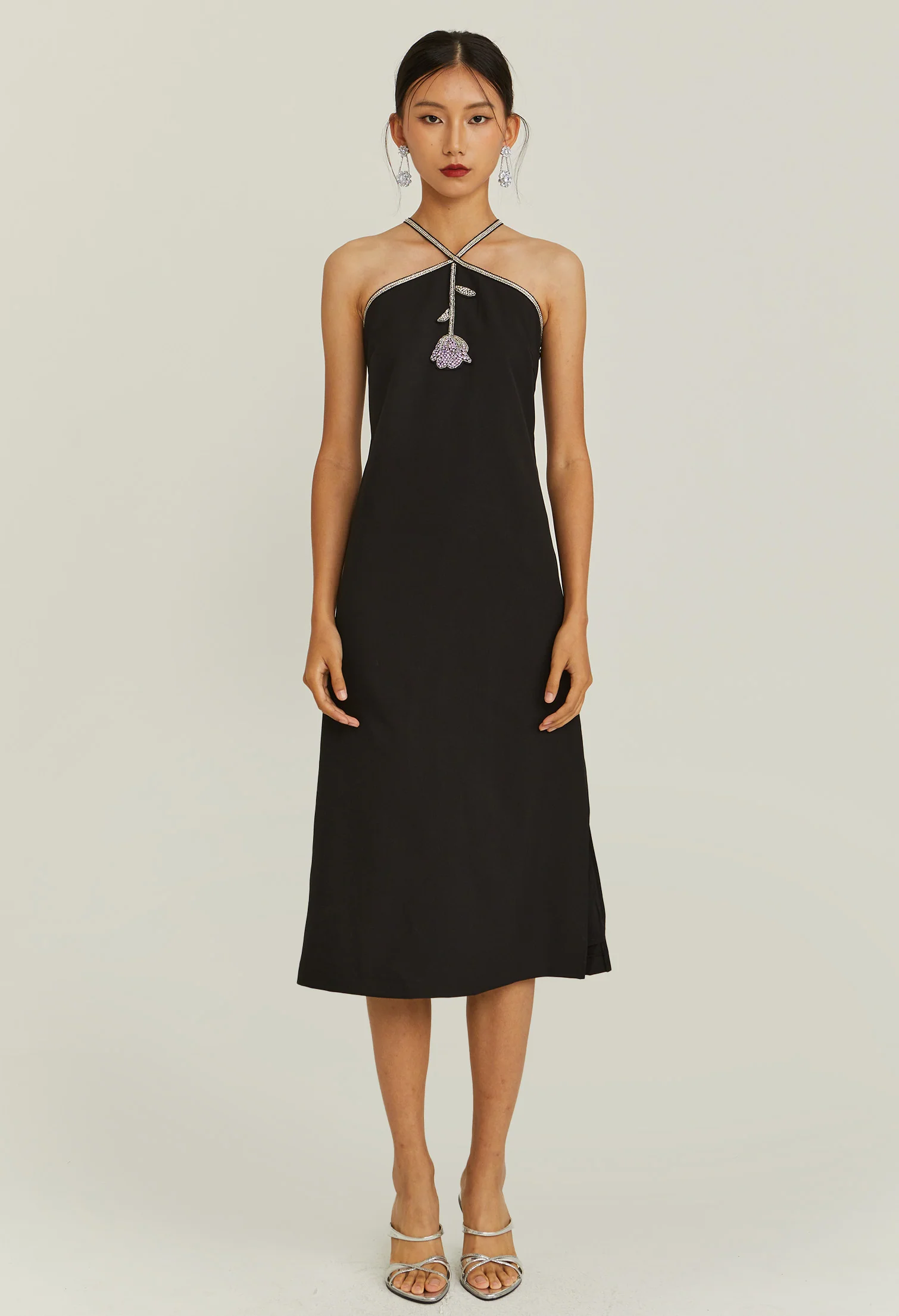 Moonlit Noir Midi Dress