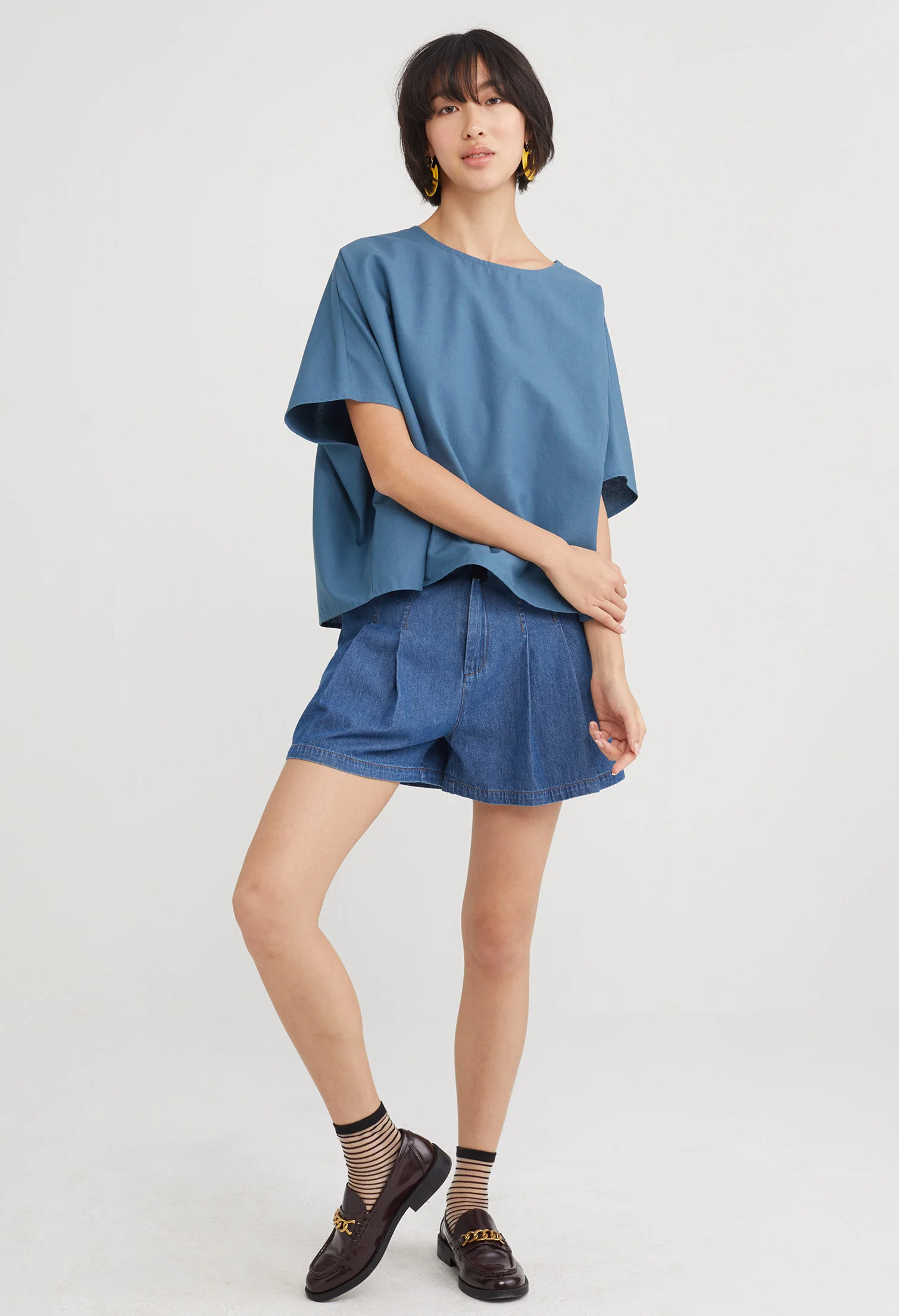 Round Neck Straight Cut Blouse