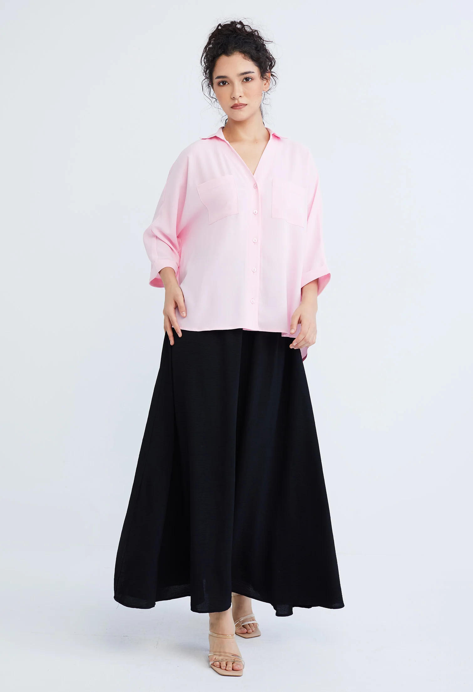 Casual Folded Cuff Sleeve Blouse