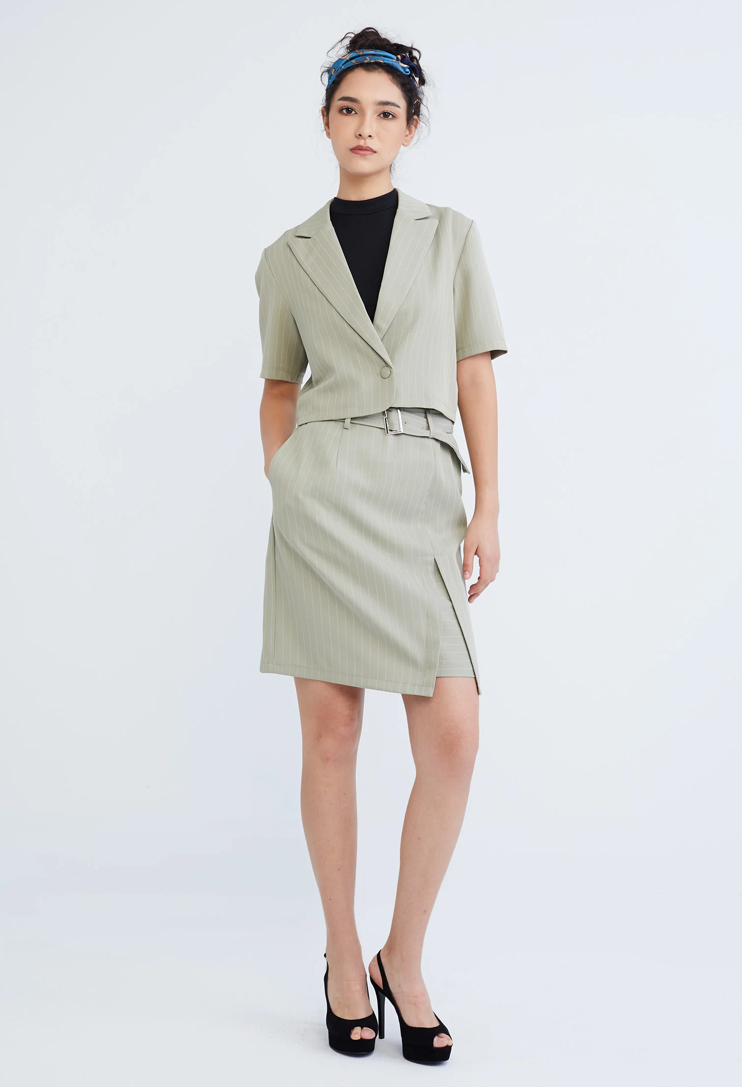 Vertical Striped Mini Skirt