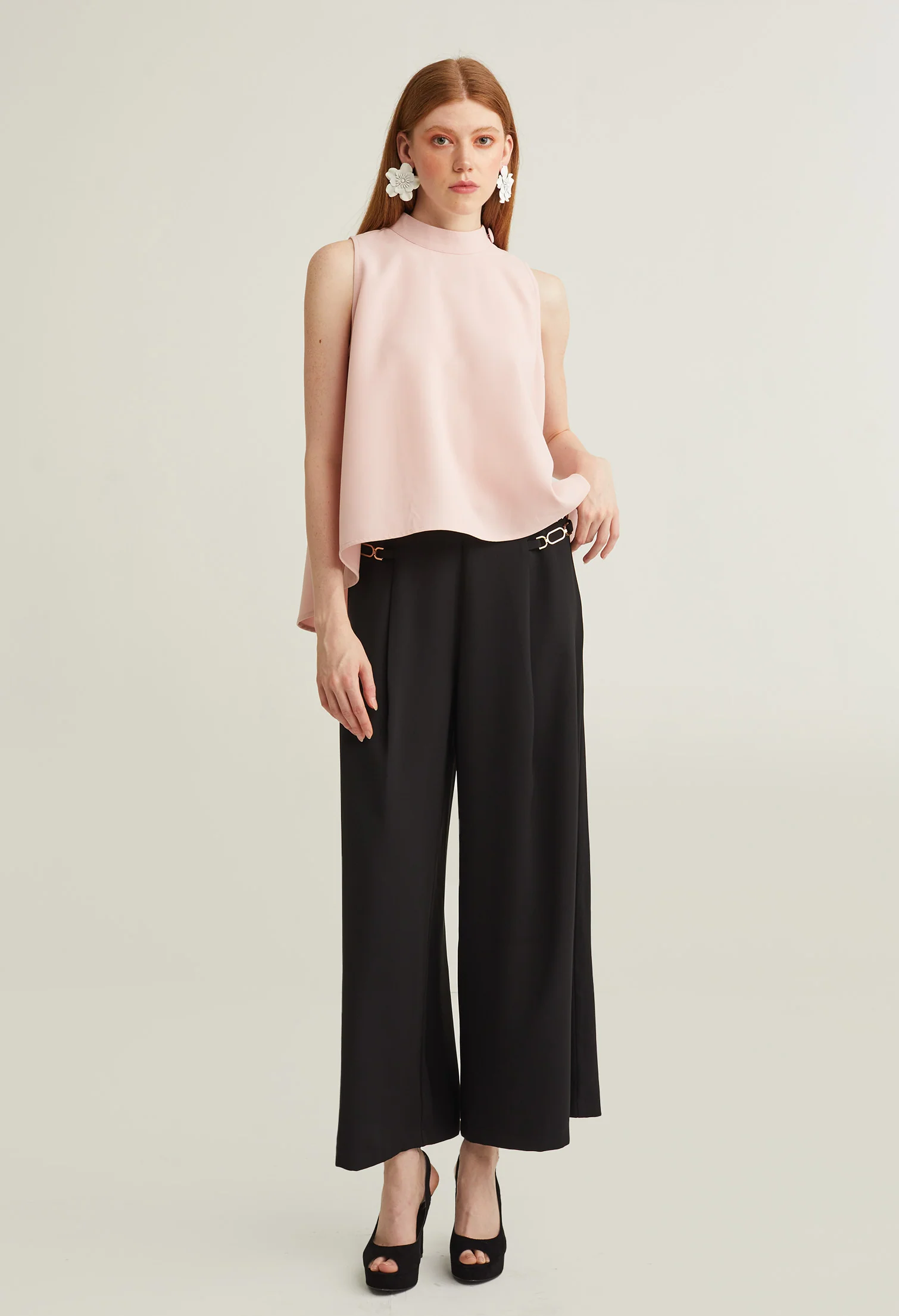 Elegant Faux Button Sleeveless Top