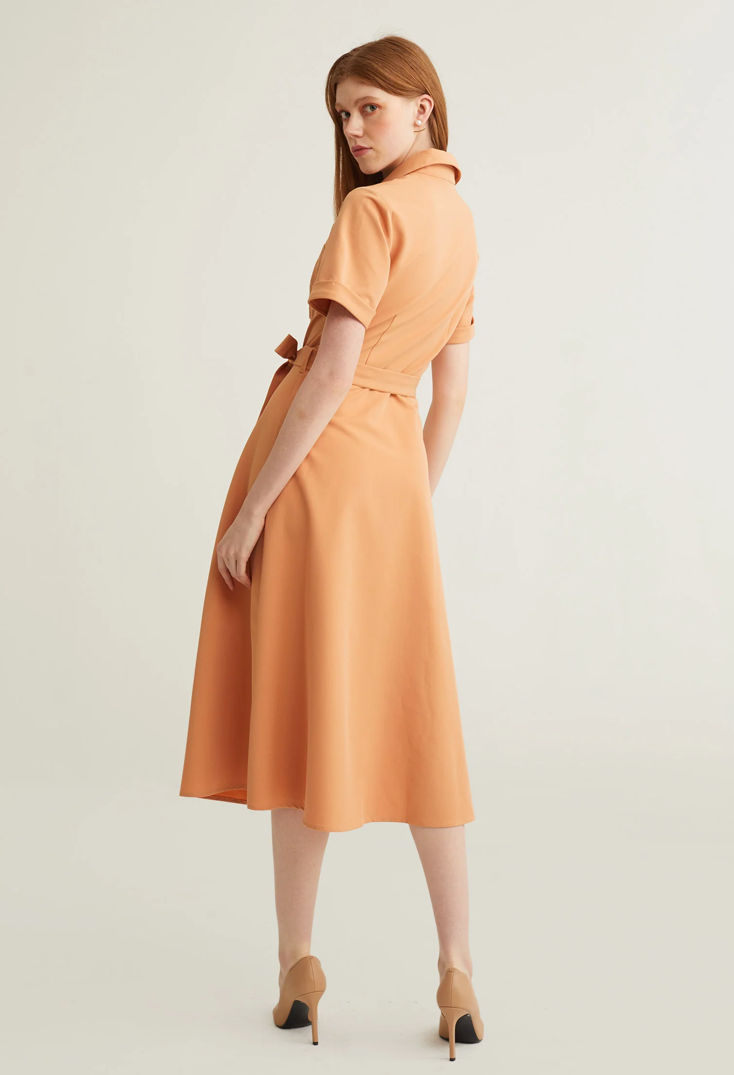 Casual Button Up Wide Pleated Dress