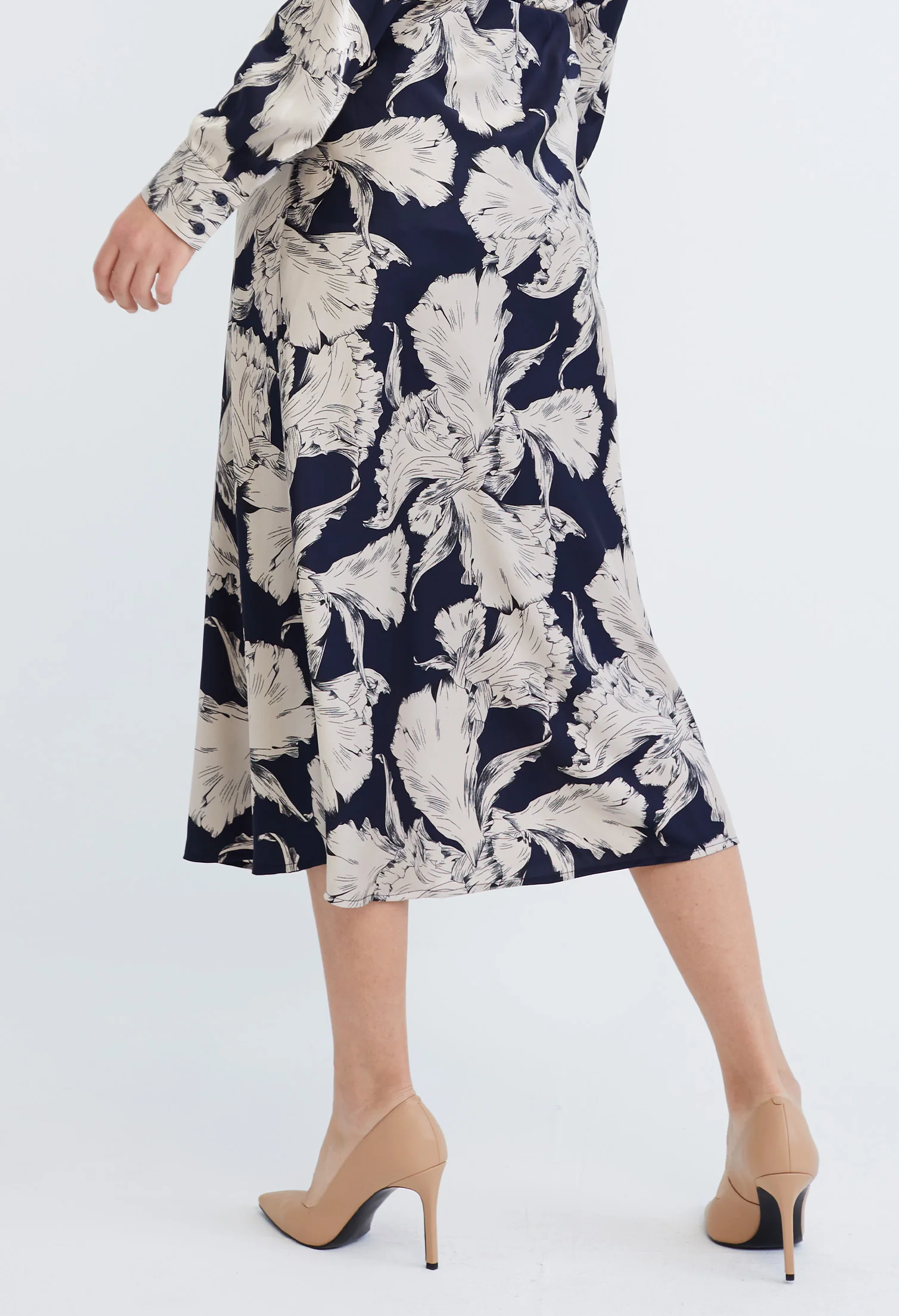 Midi Satin A-Line Skirt