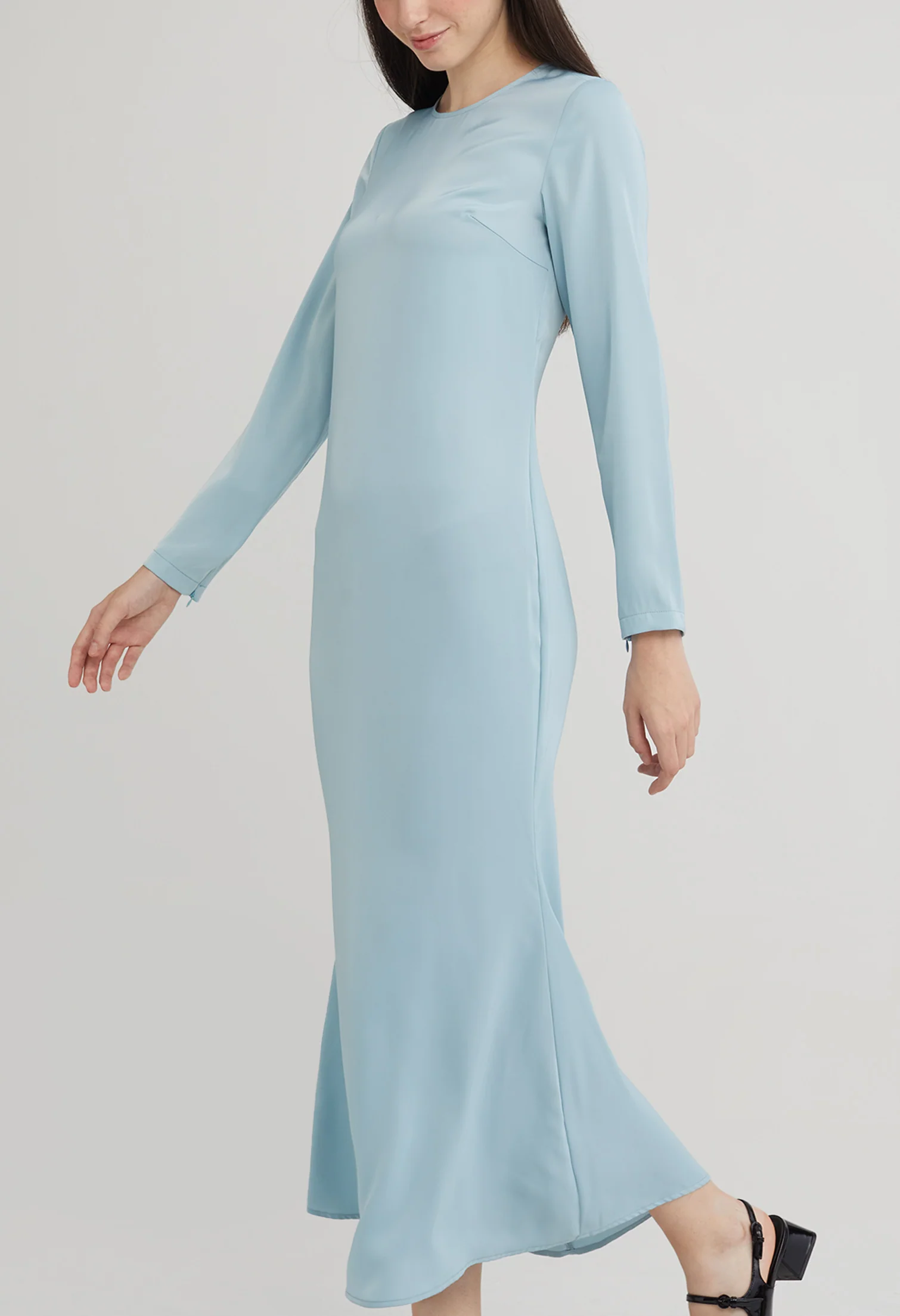Elegant Satin Long Sleeve Maxi Dress