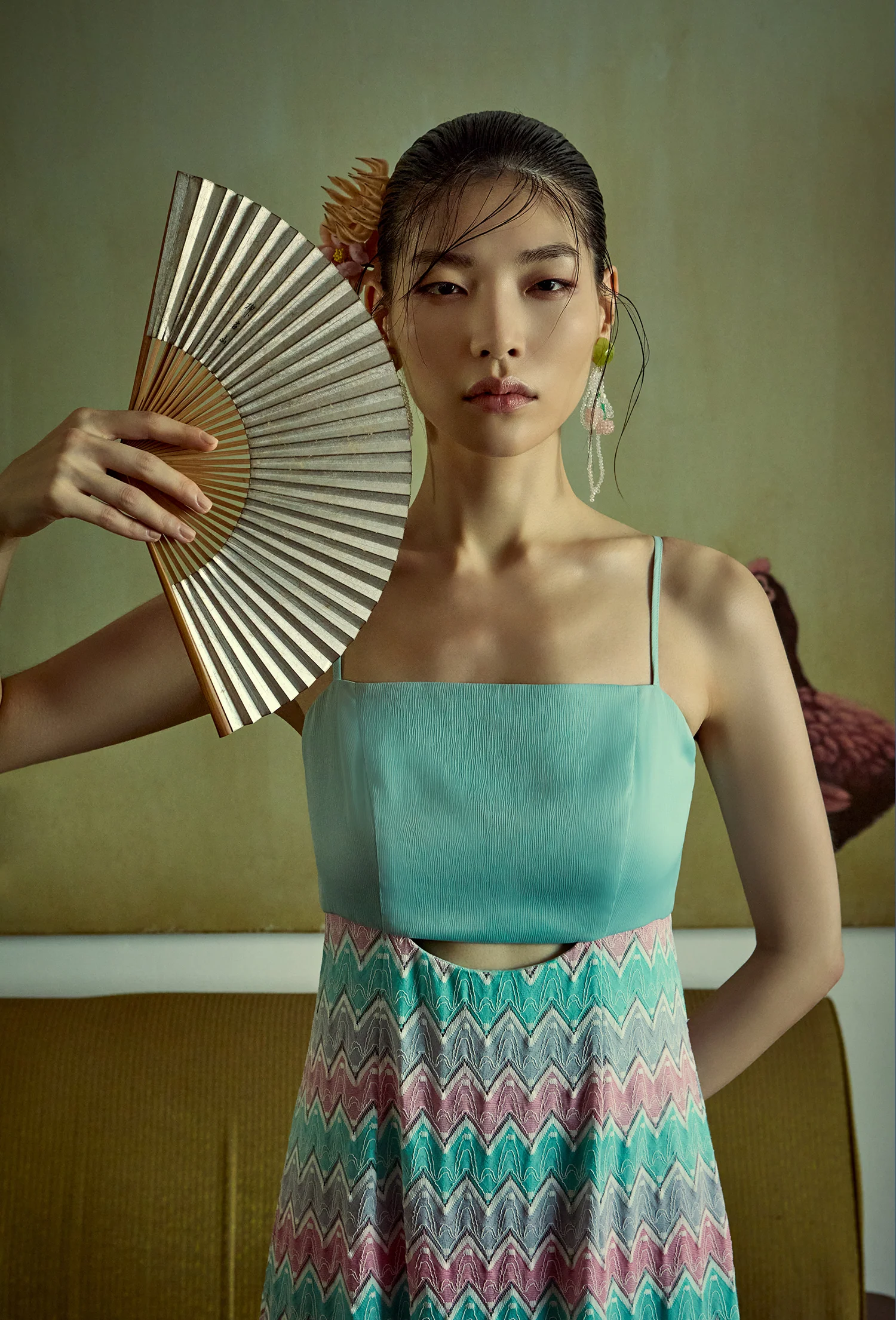 Zig Zag Patterned Sleeveless Midi Dress