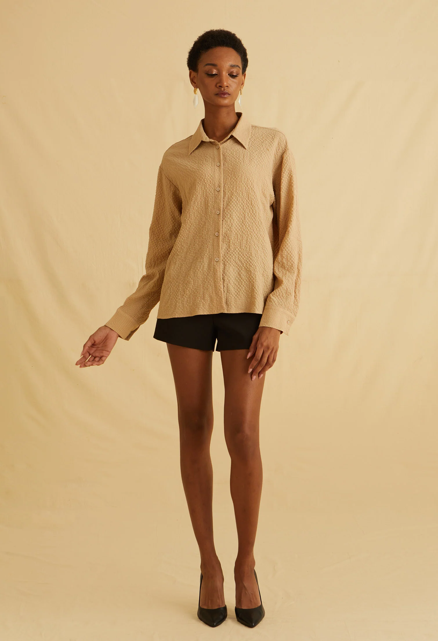 Grace Textured Collared Top