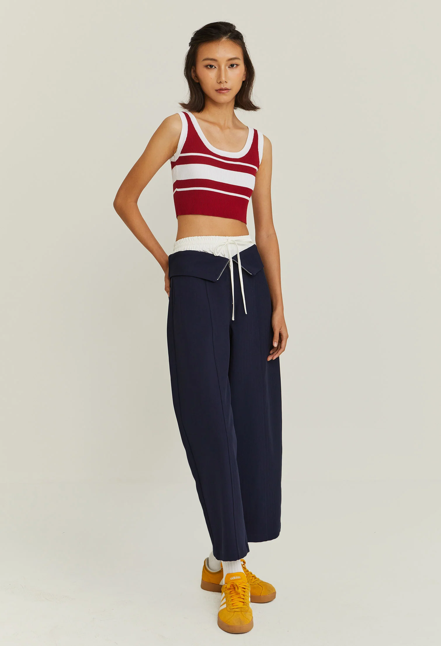 Contrast Banded Crop Top