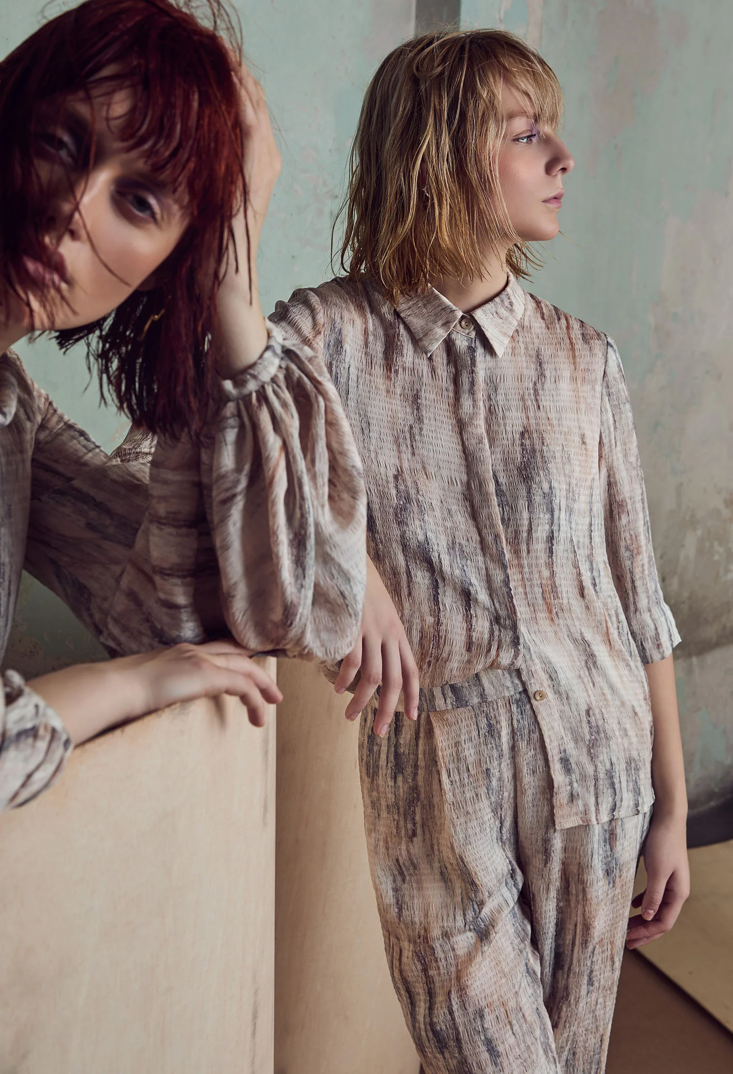 nichii X NURITA HARITH Silk Patterned Collared  Top