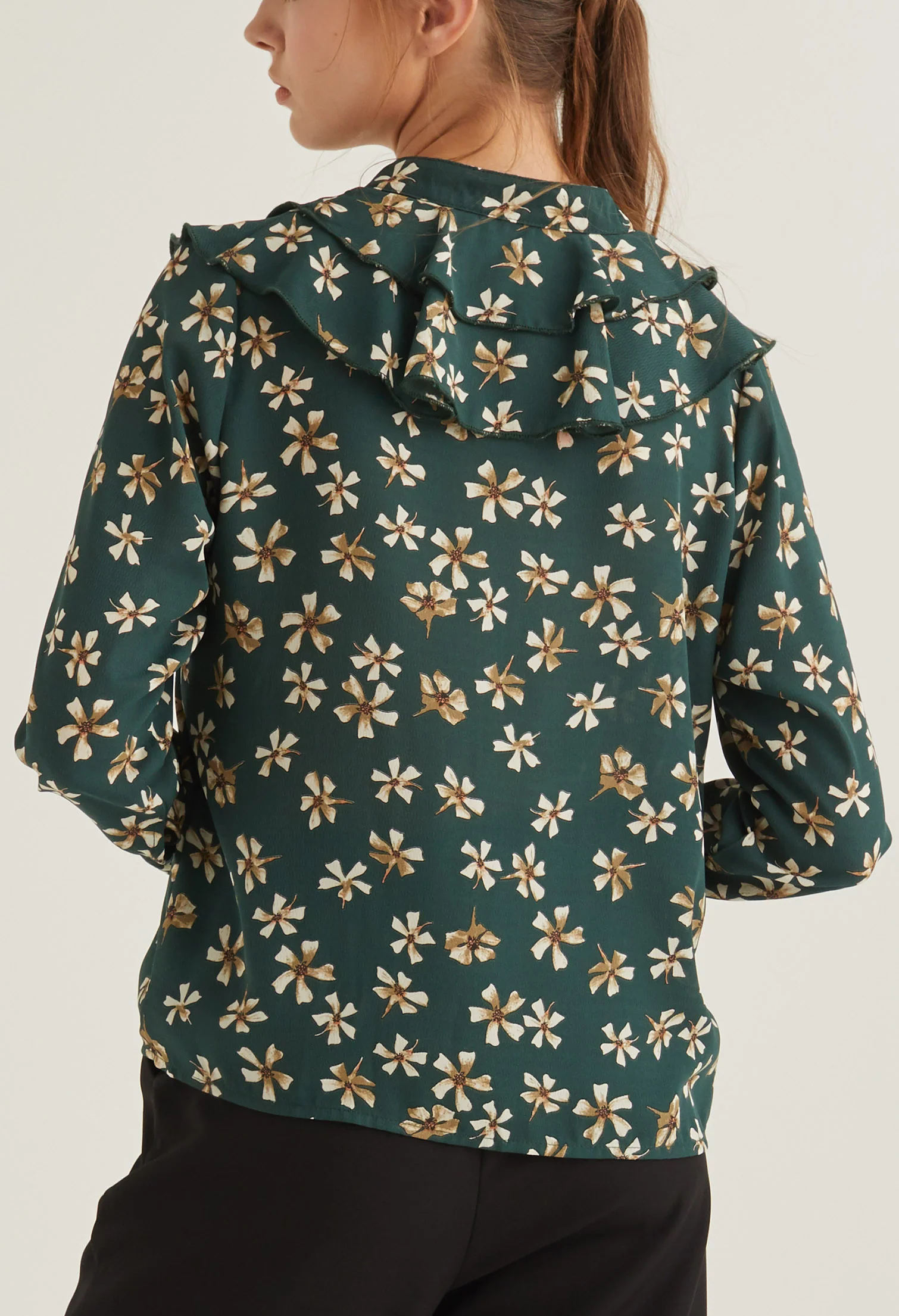 Blooming Petals Button Up Collared Blouse