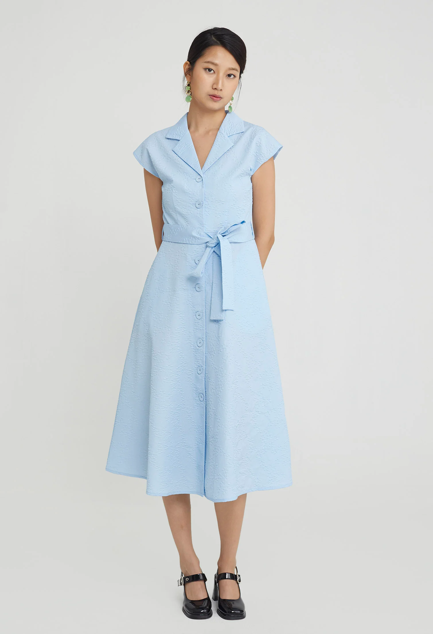 Jasmine Crest Frontie Button-Up Midi Dress