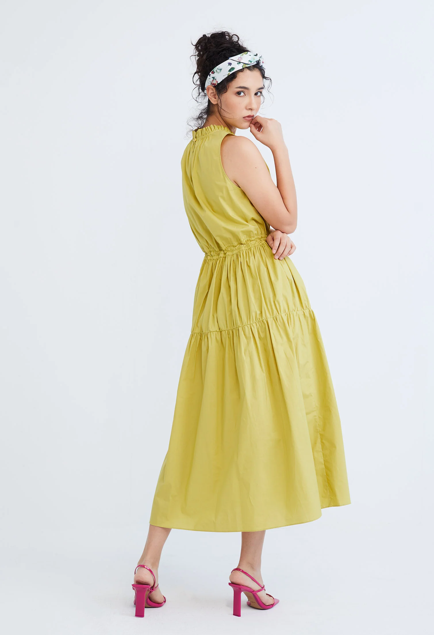 Halter Tiered Tie-Front Dress