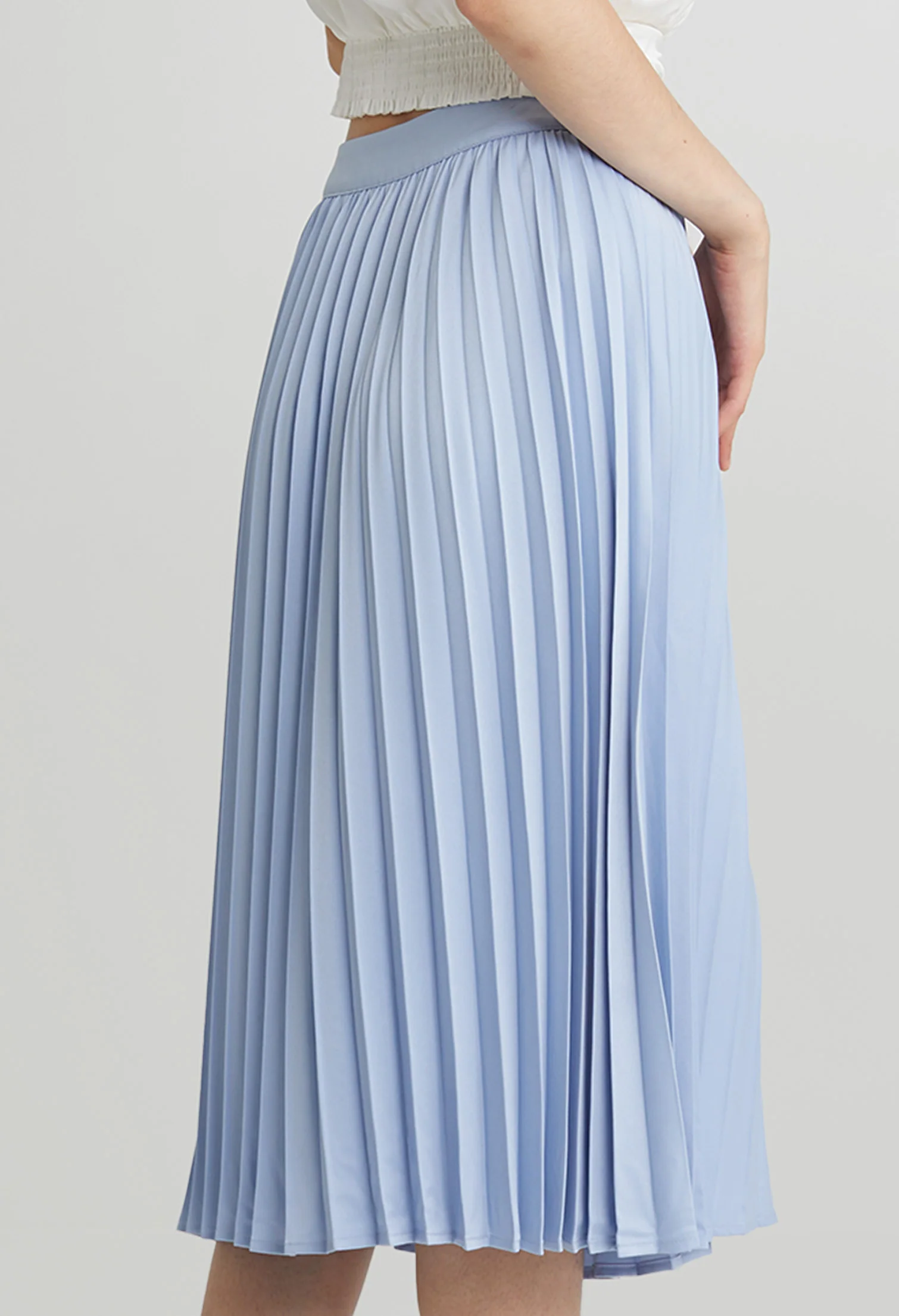 Elegant Column Pleated Midi Skirt