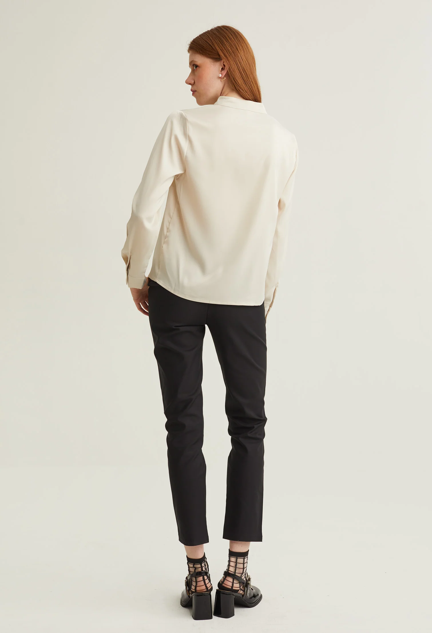 Satin Neck Accent Blouse