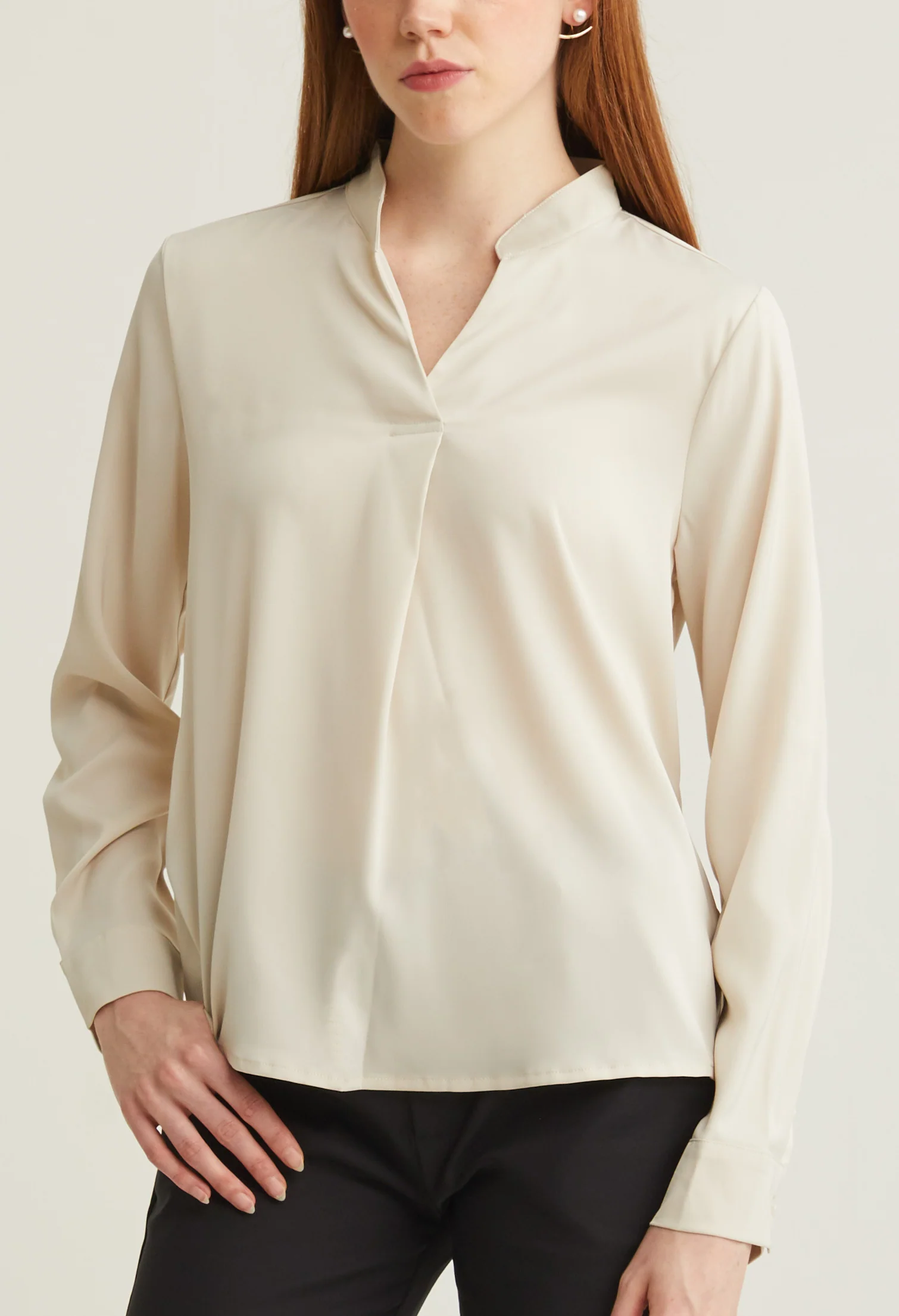 Satin Neck Accent Blouse