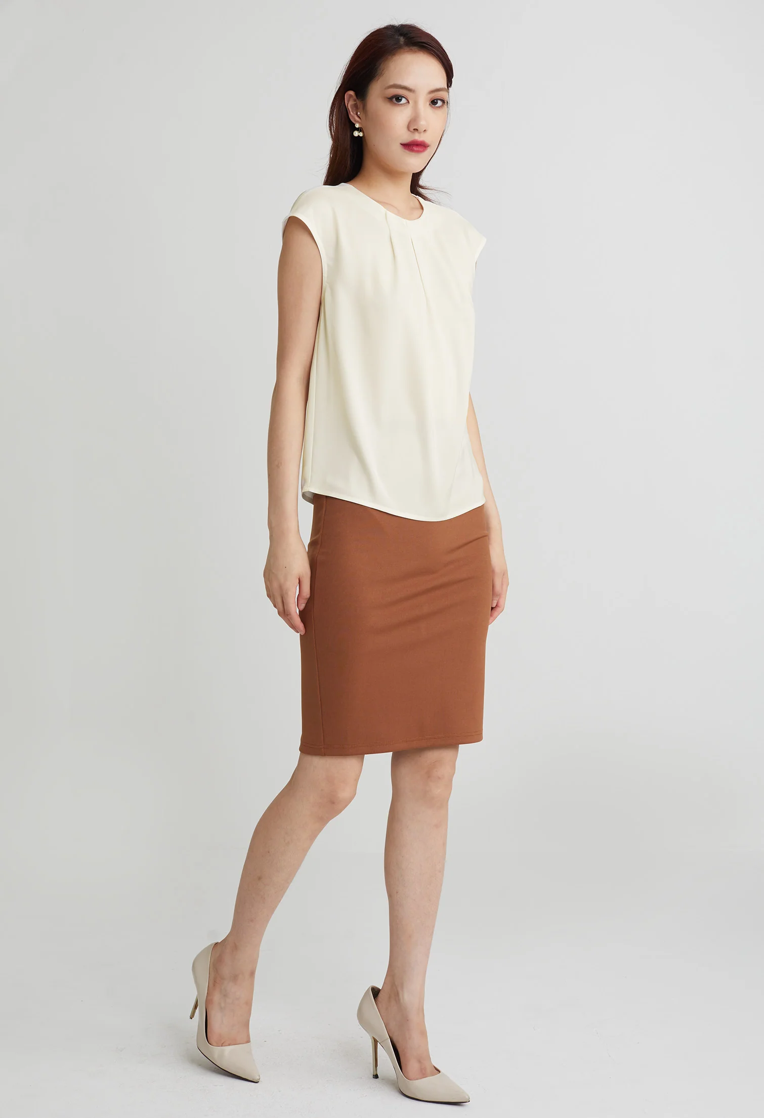 Elegant Silk Cap Sleeve Blouse