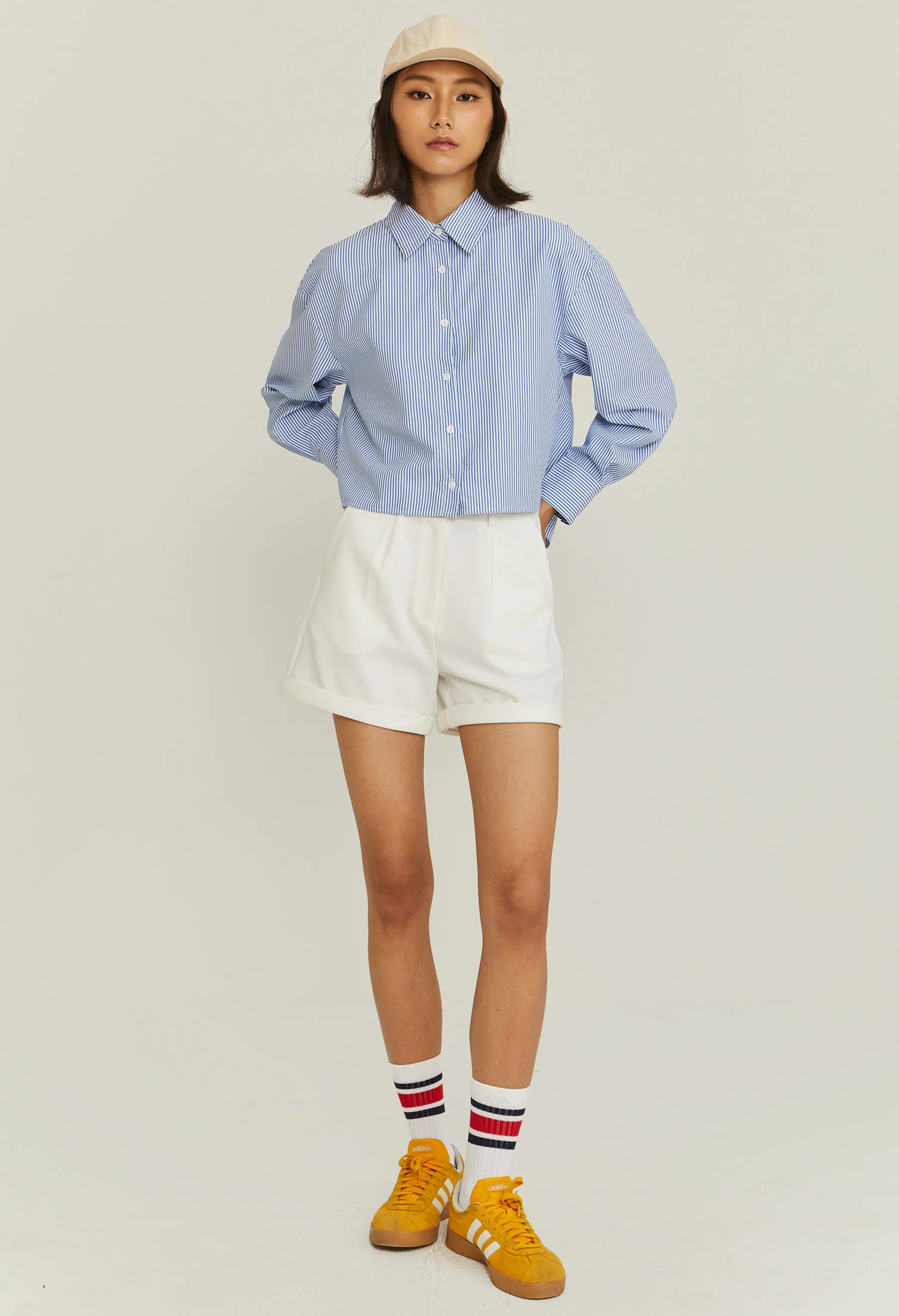 Cropped Pinstripe Blouse