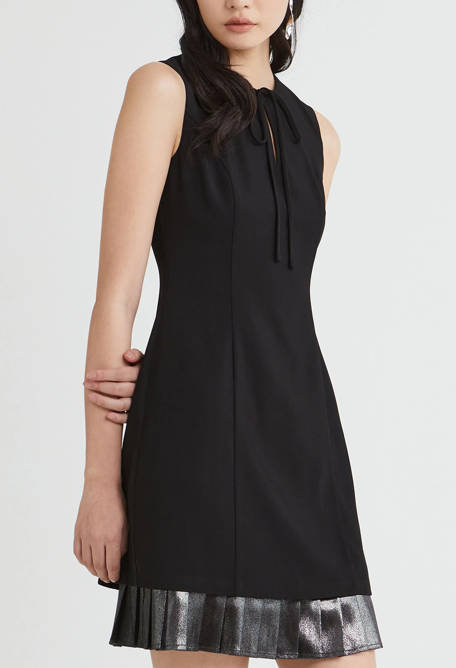 Layered Pleated Midi Dress