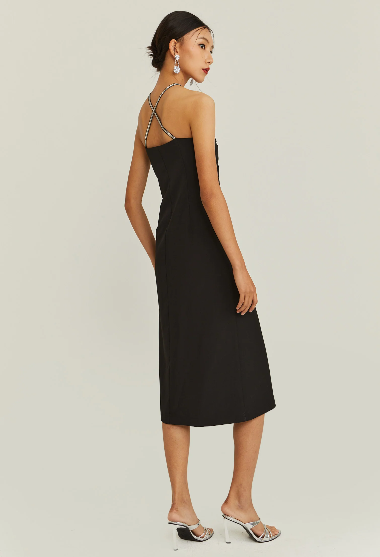 Moonlit Noir Midi Dress