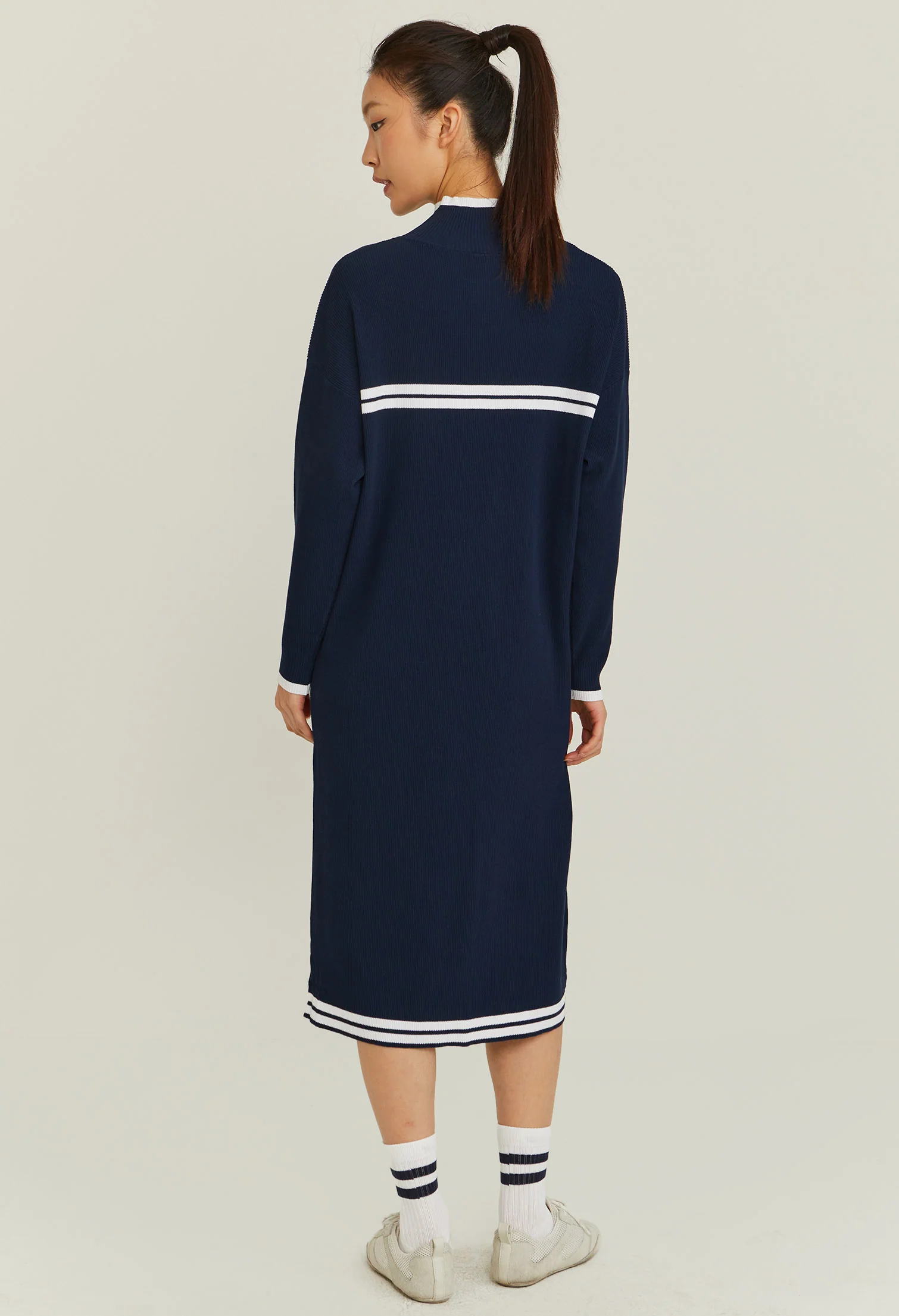 Highneck Long Sleeve Cardi Dress