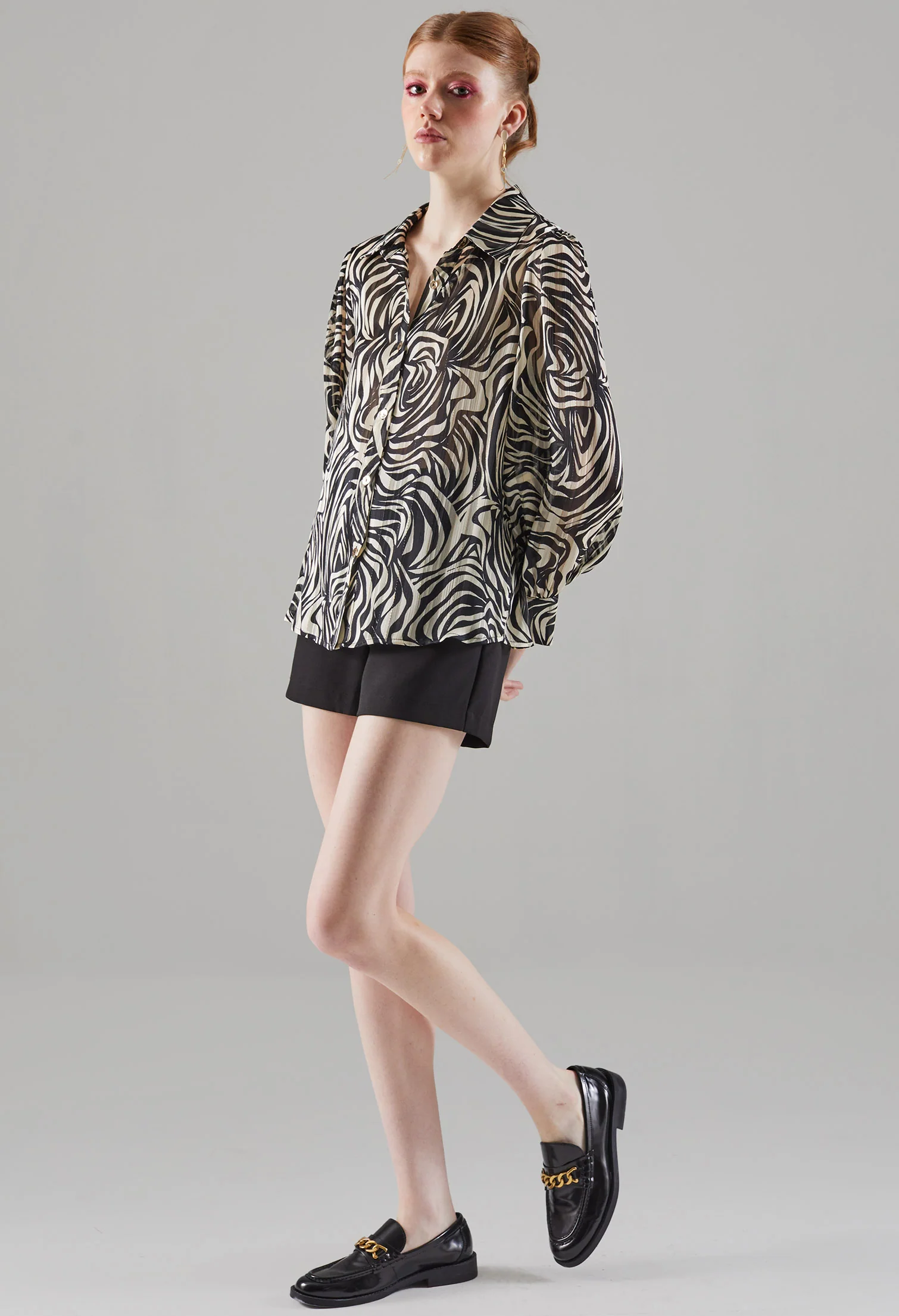 Glittery Warp Printed Blouse