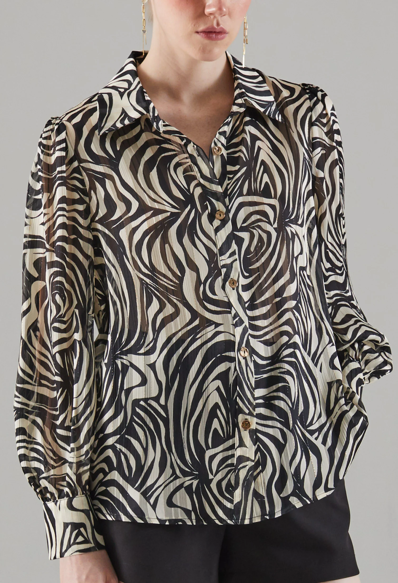 Glittery Warp Printed Blouse