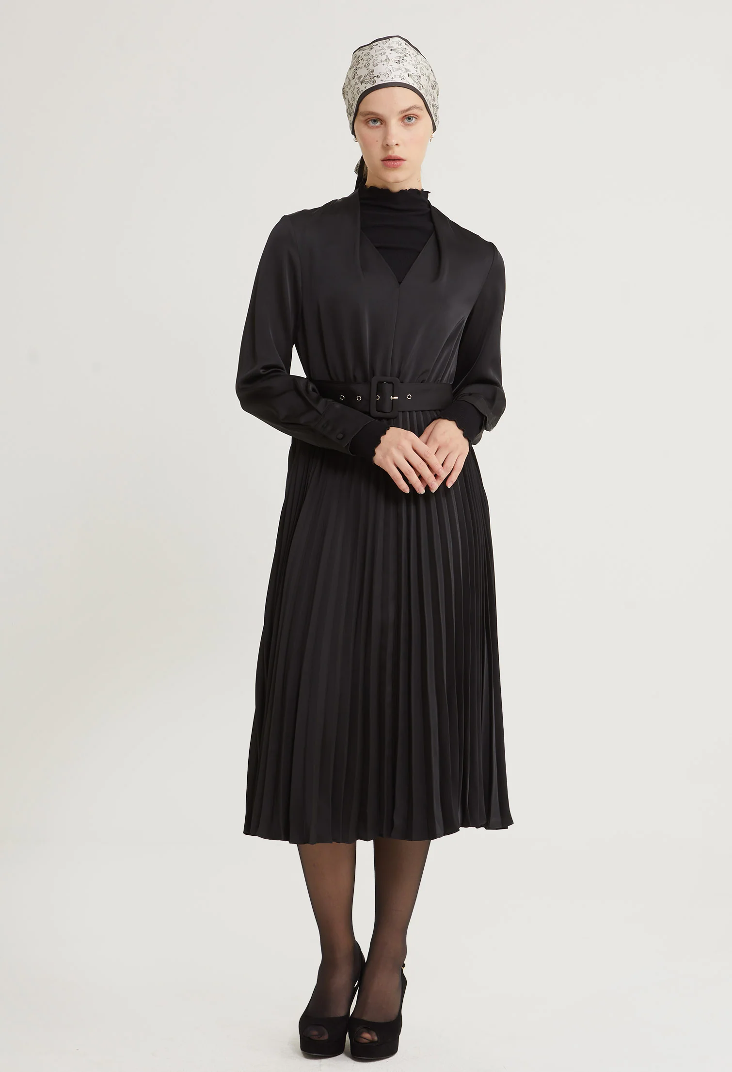 Sway Satin Pleated Midi Dress