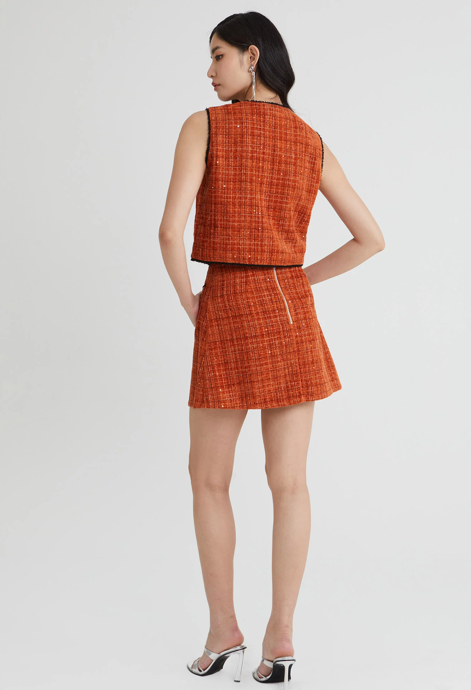 Tweed Charm Buttoned Sleeveless Top