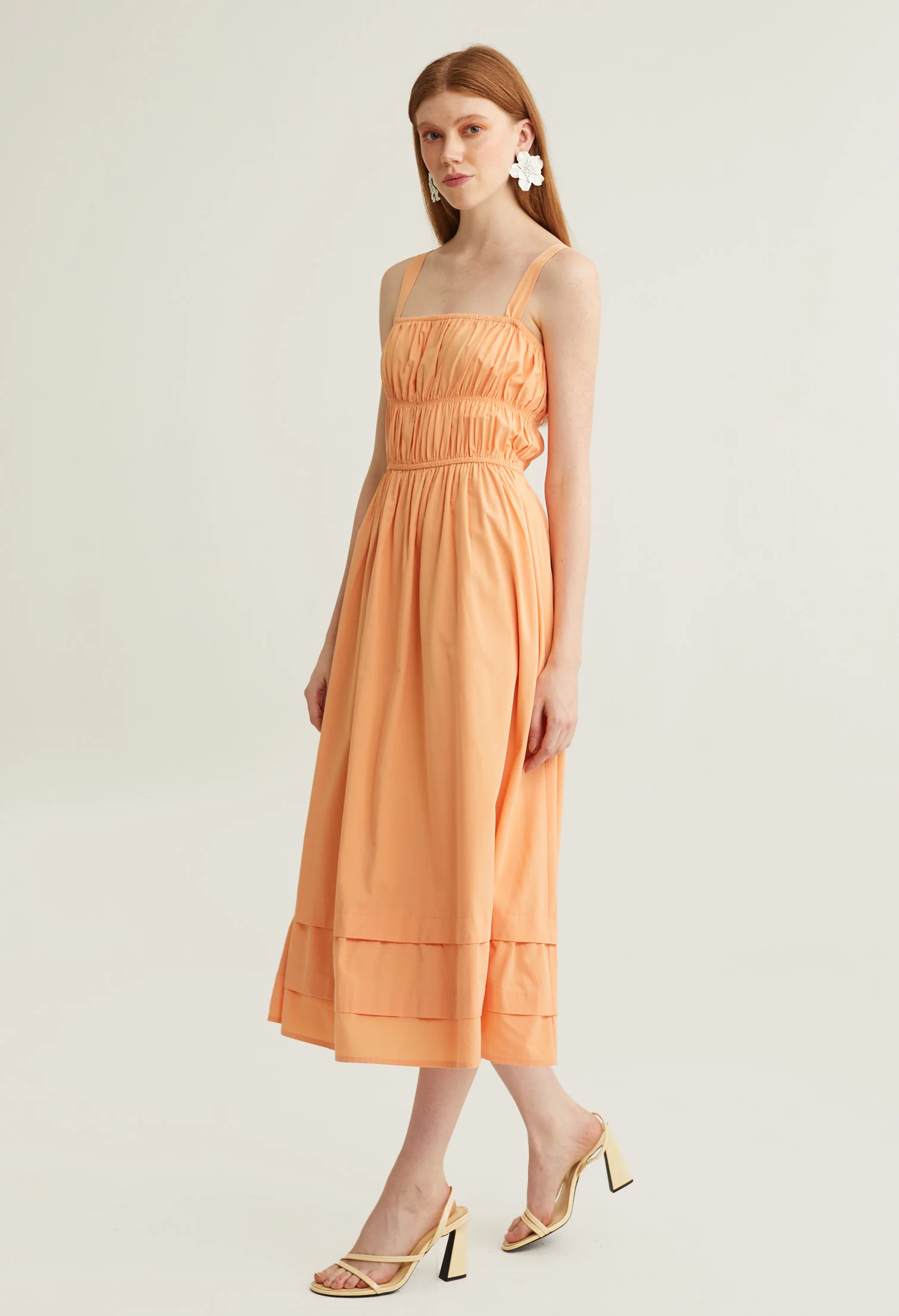 Pleated Sweetheart Midi Dress