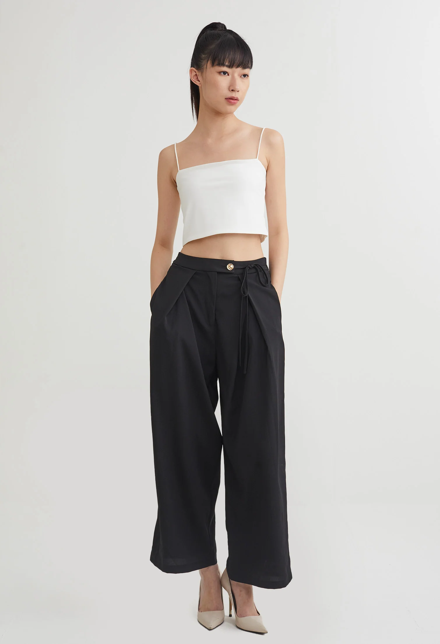 Foldover Pleat Straight Smart Pants