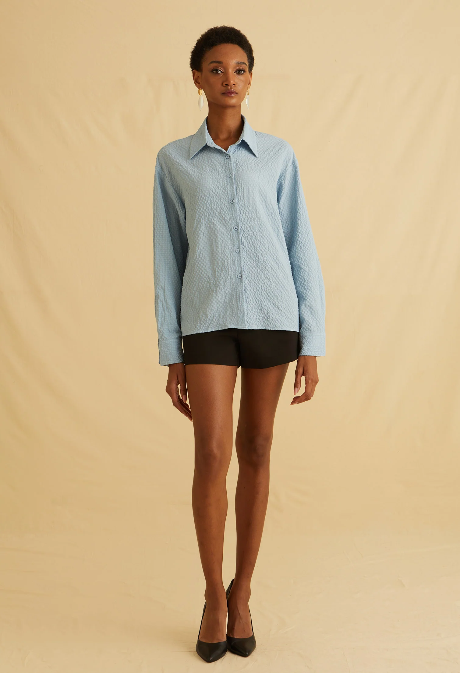 Grace Textured Collared Top