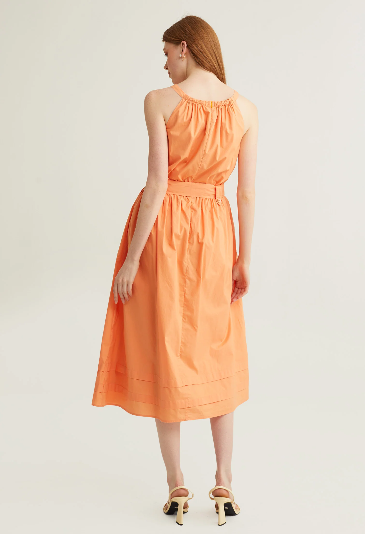 Halter Ruffled Accent Midi Dress