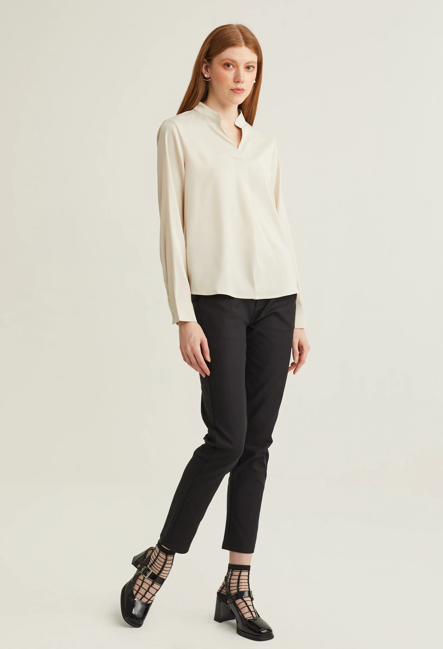 Satin Neck Accent Blouse