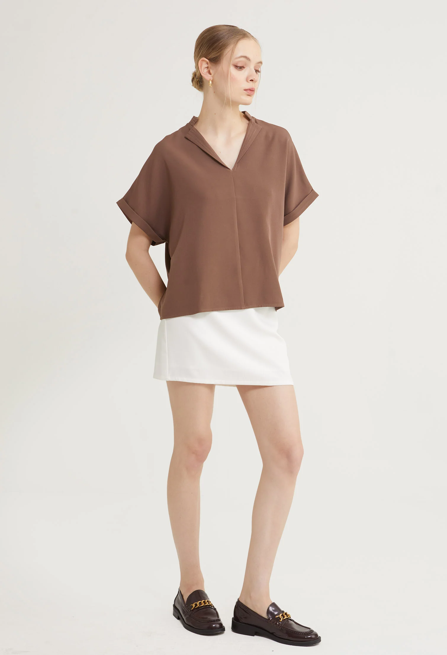 Sleek Comfort Folded Short Sleeves Top