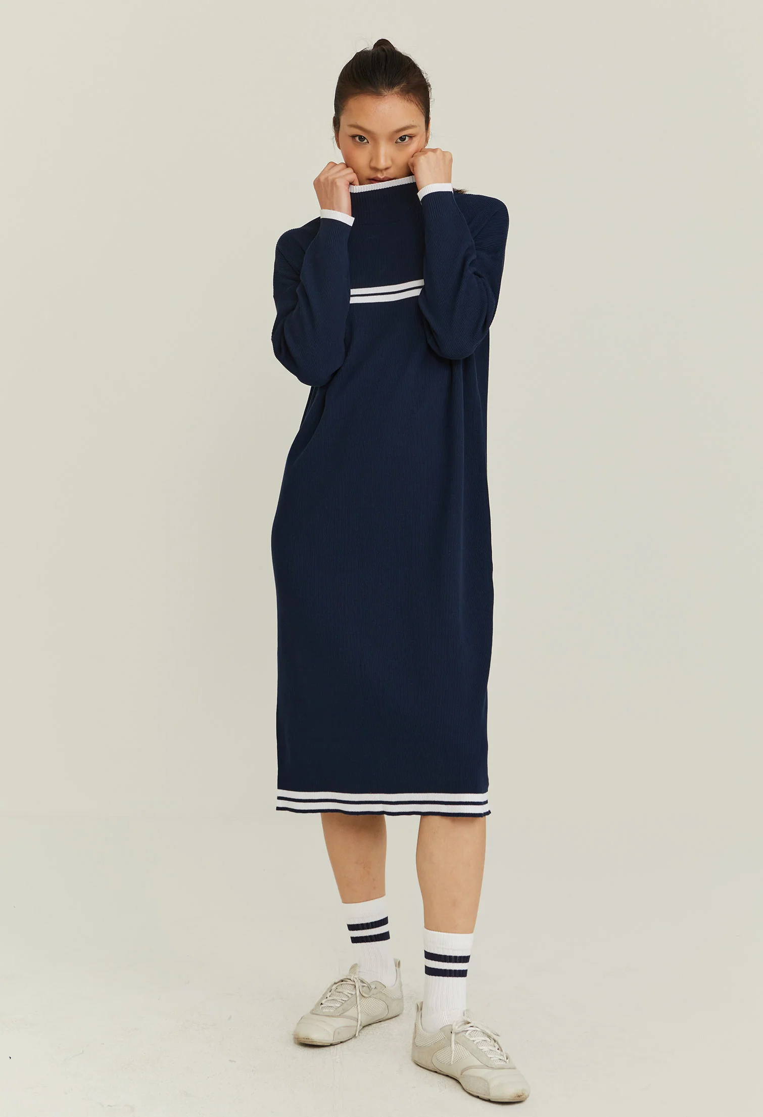 Highneck Long Sleeve Cardi Dress