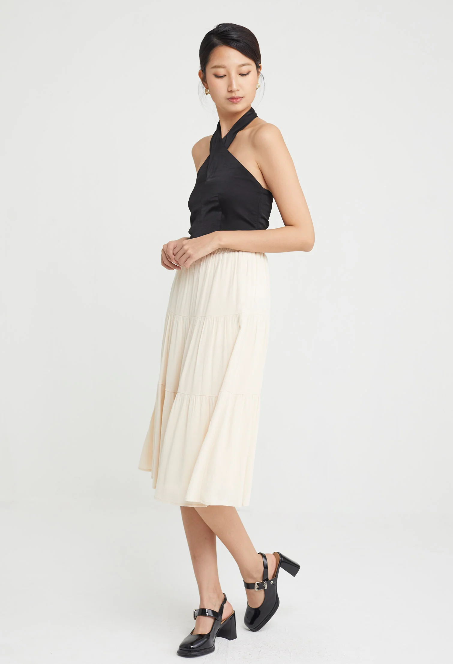 Triple Ruffled Midi Skirt