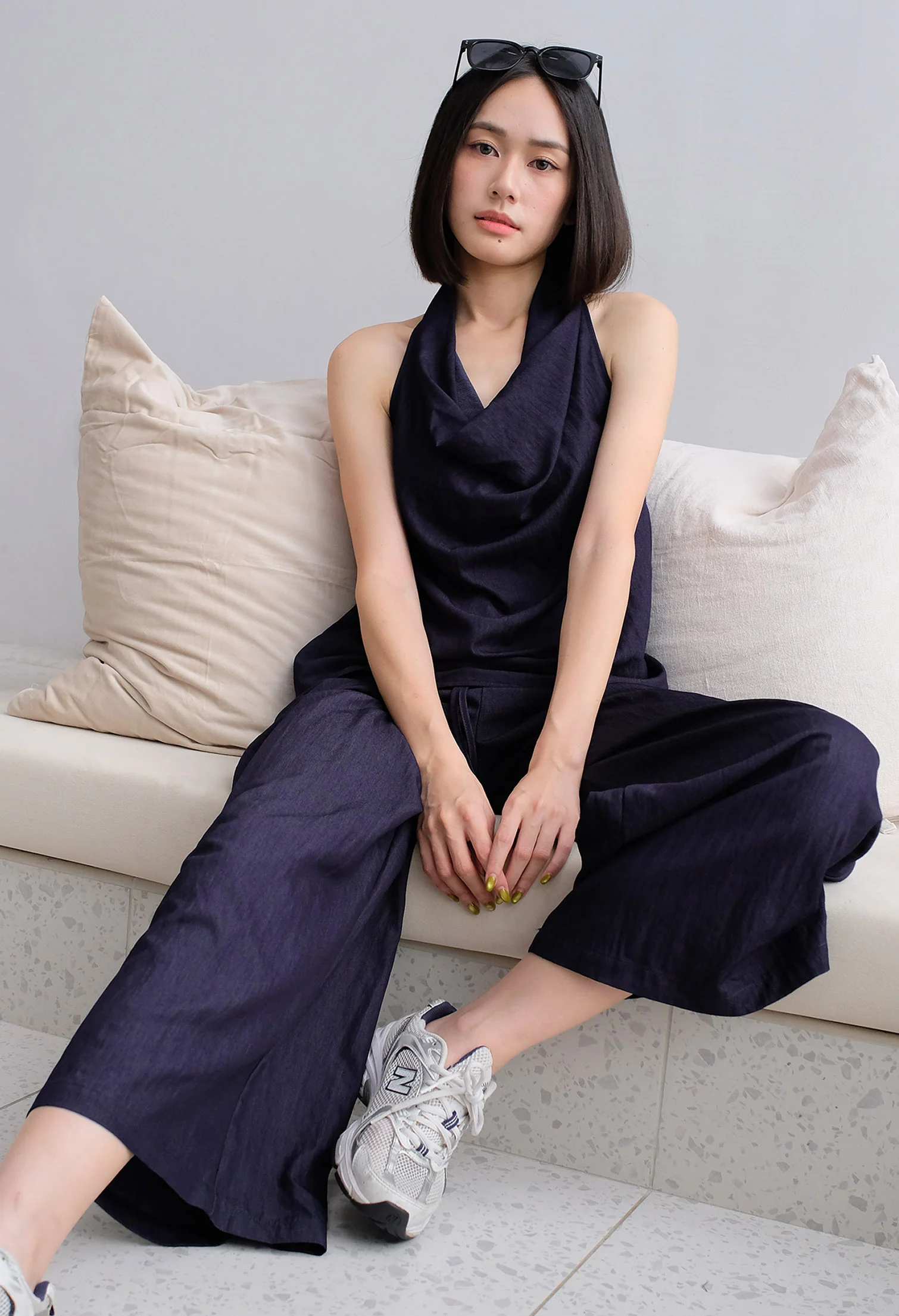 Sierra Drape Halter Top and Wide Cut Pants Two-piece