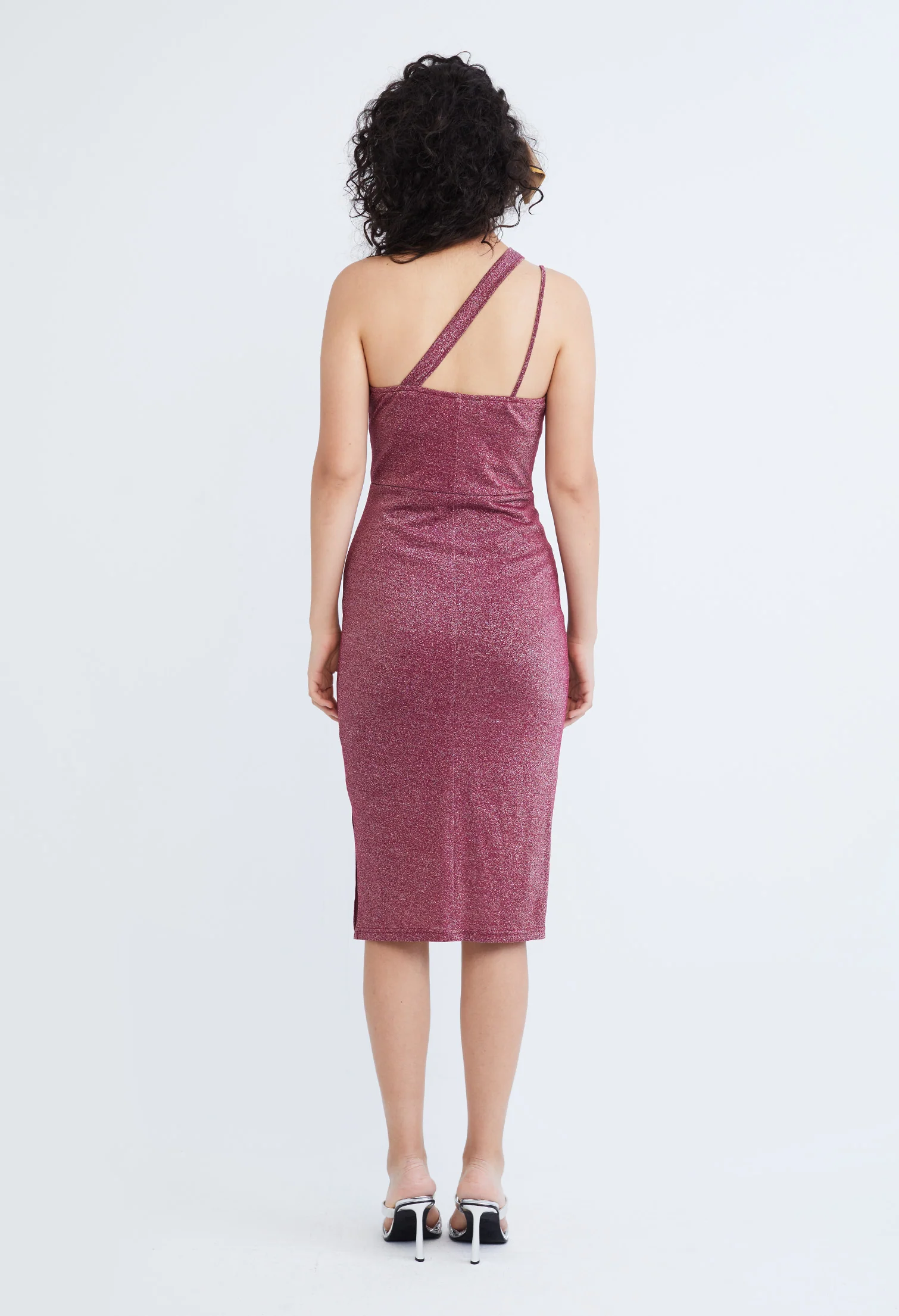 Starlight Glitter Toga Dual Strap Midi Bodycon Dress