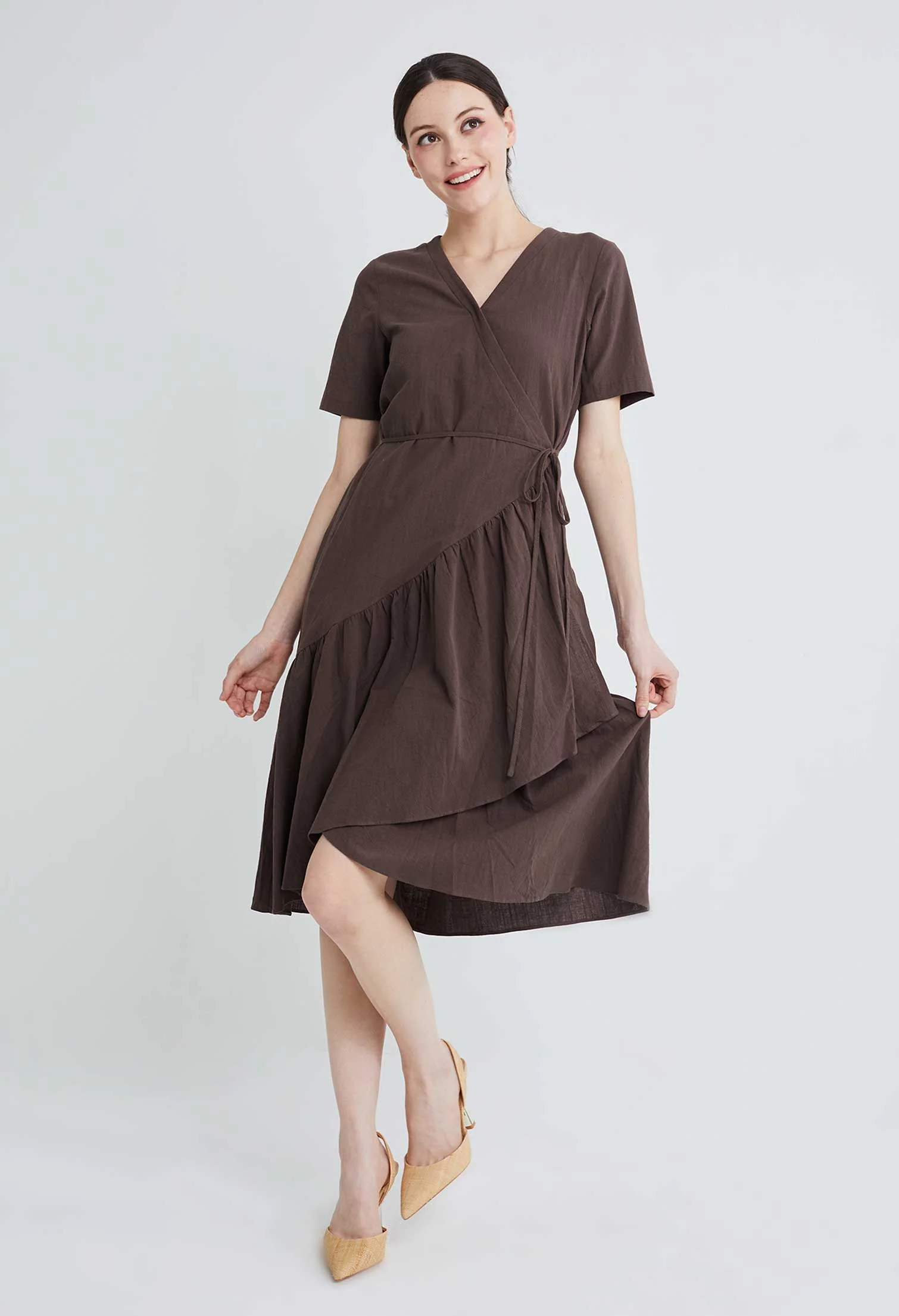 Asymmetrical Wrap Side Tie Dress