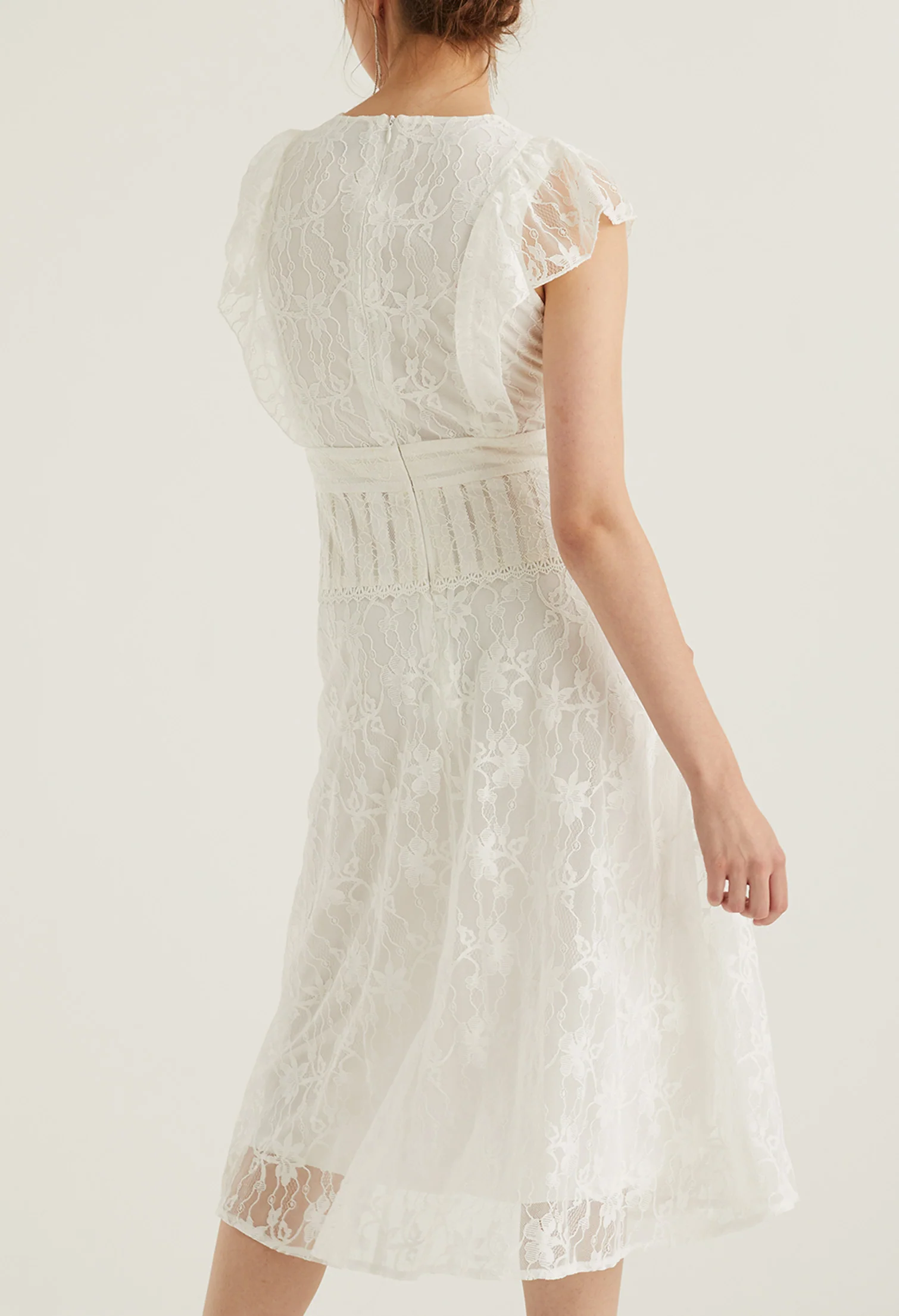 Ruffle Lace Detail Cocktail Dress