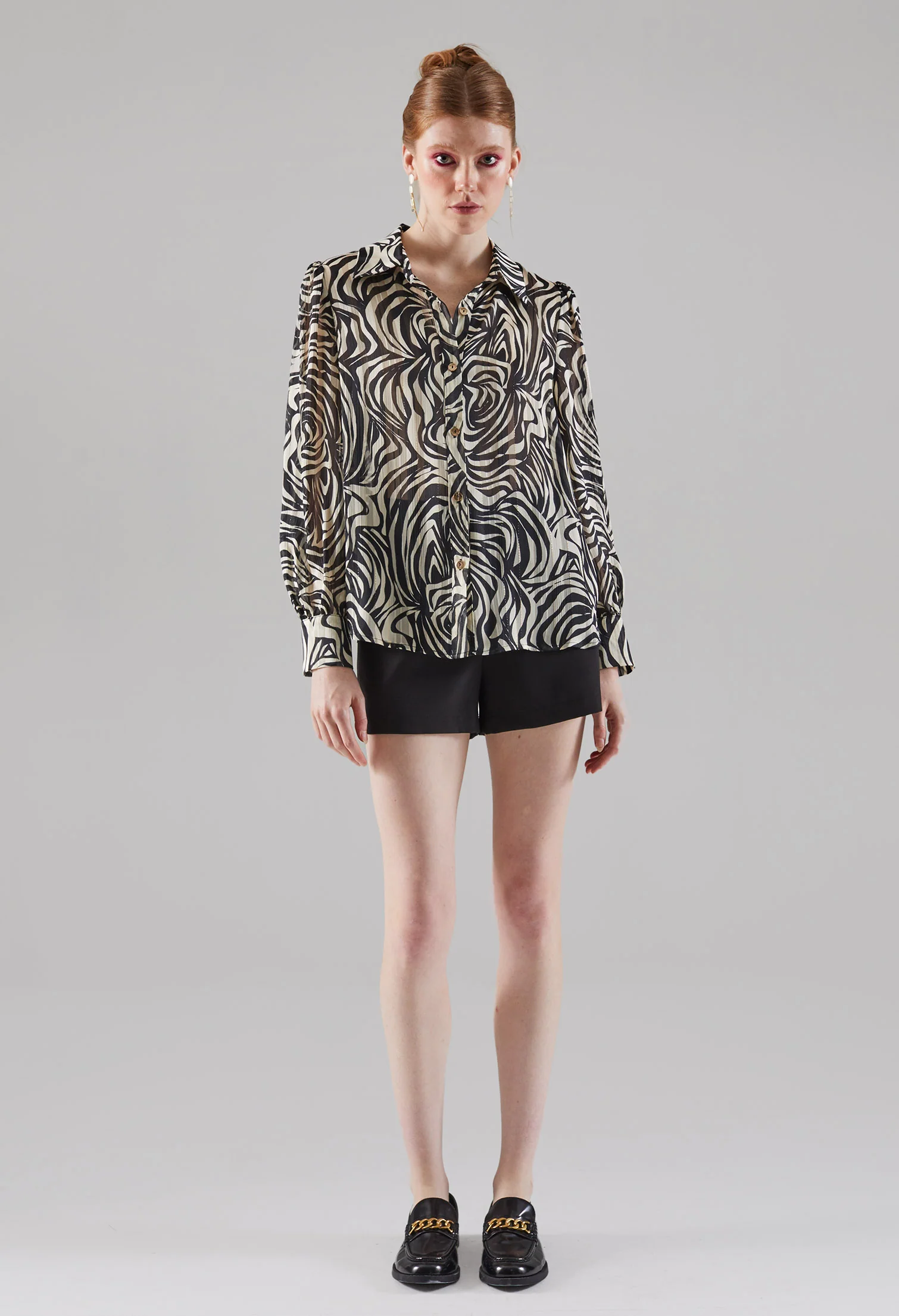 Glittery Warp Printed Blouse