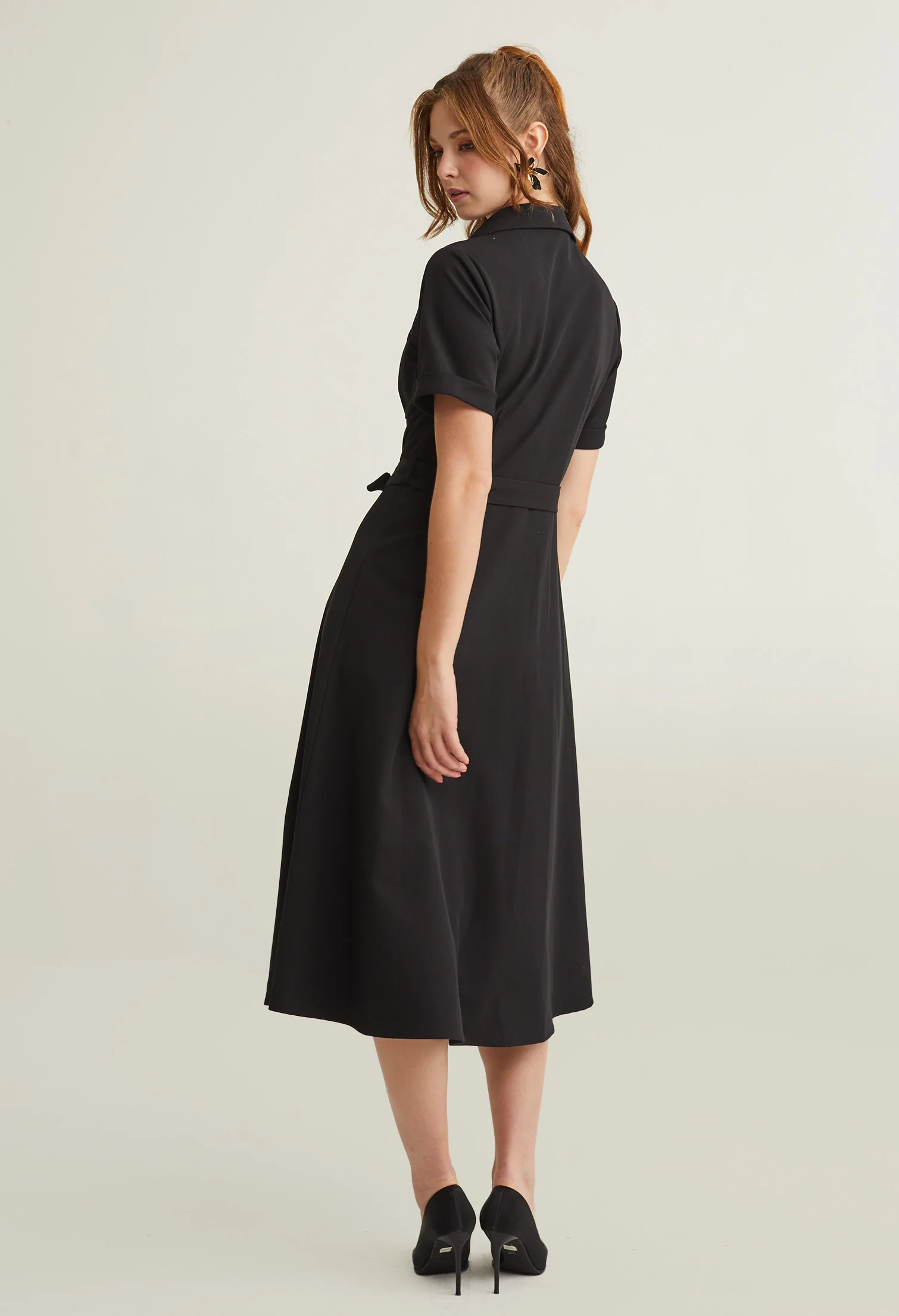 Casual Button Up Wide Pleated Dress
