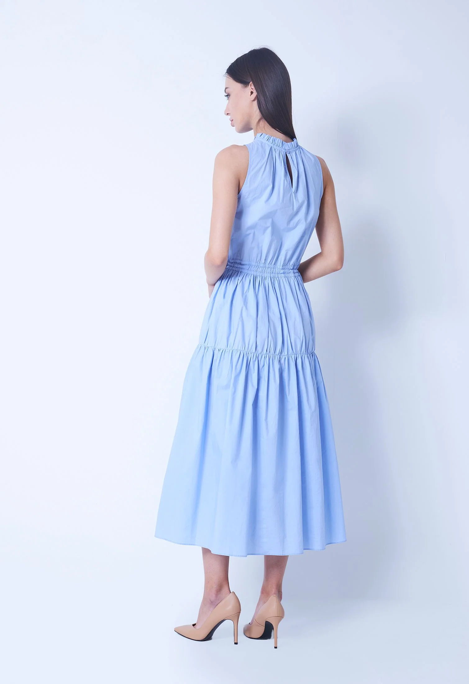 Halter Tiered Tie-Front Dress