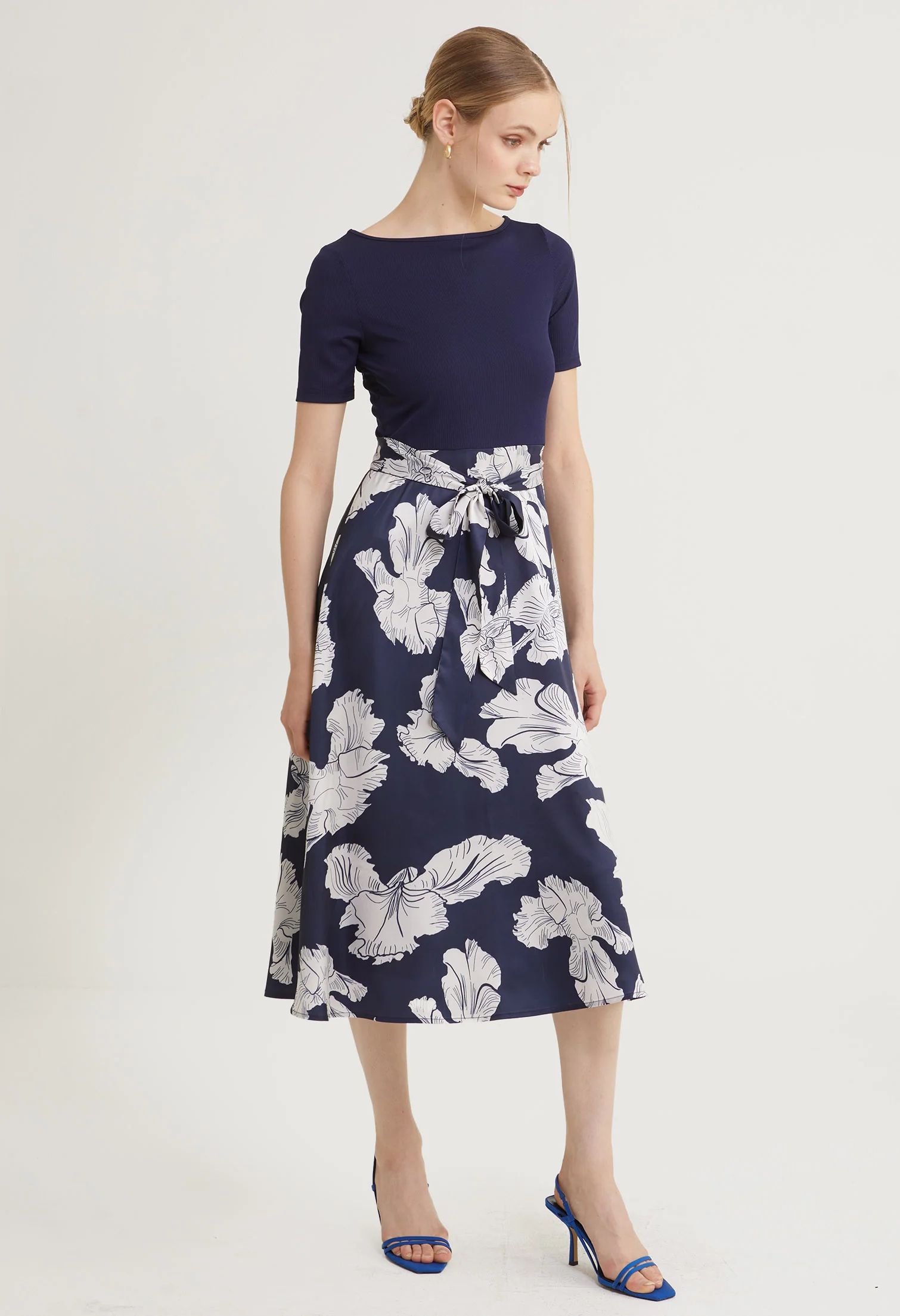 Satin Petal Midi Dress